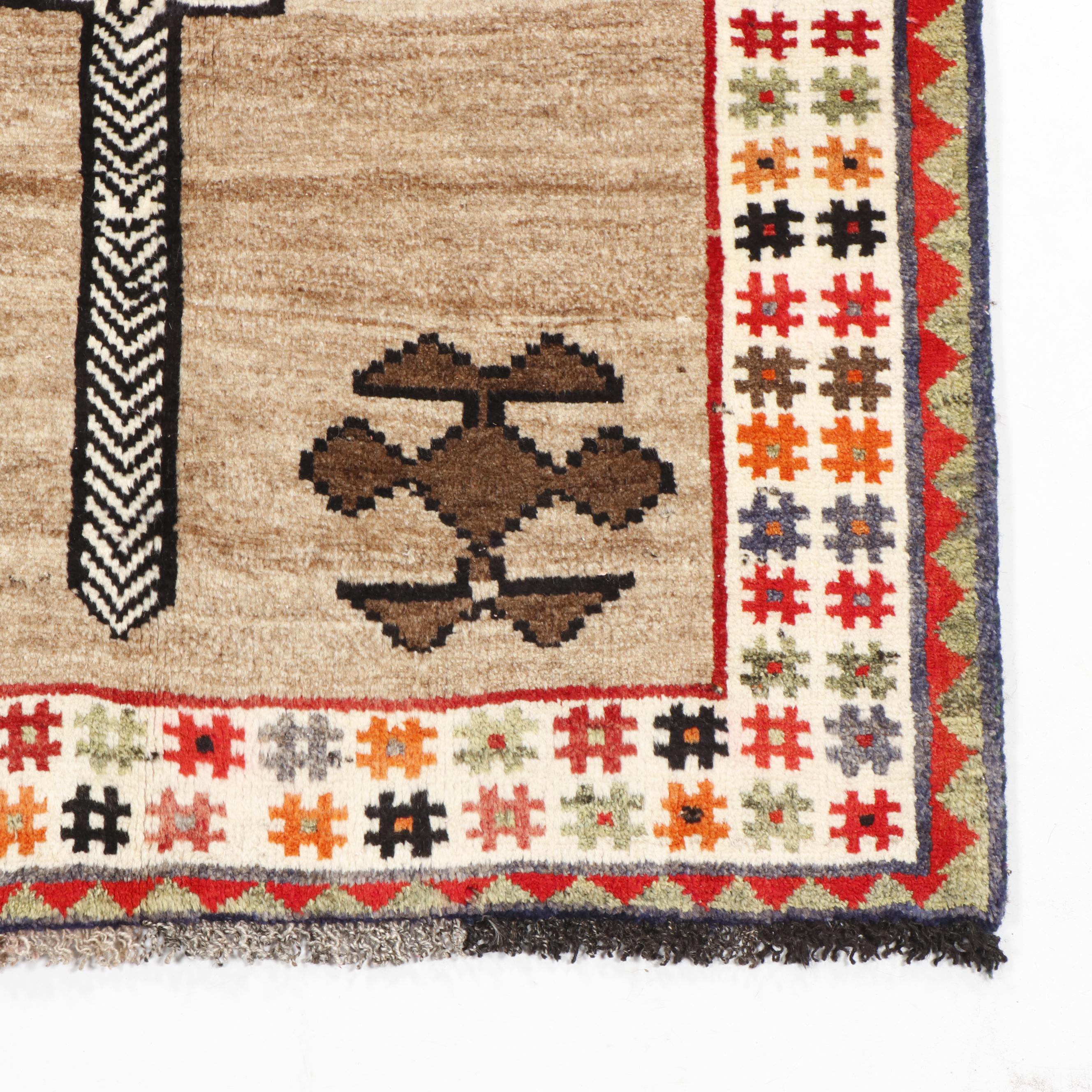 Hand-Knotted Persian Gabbeh Wool Rug