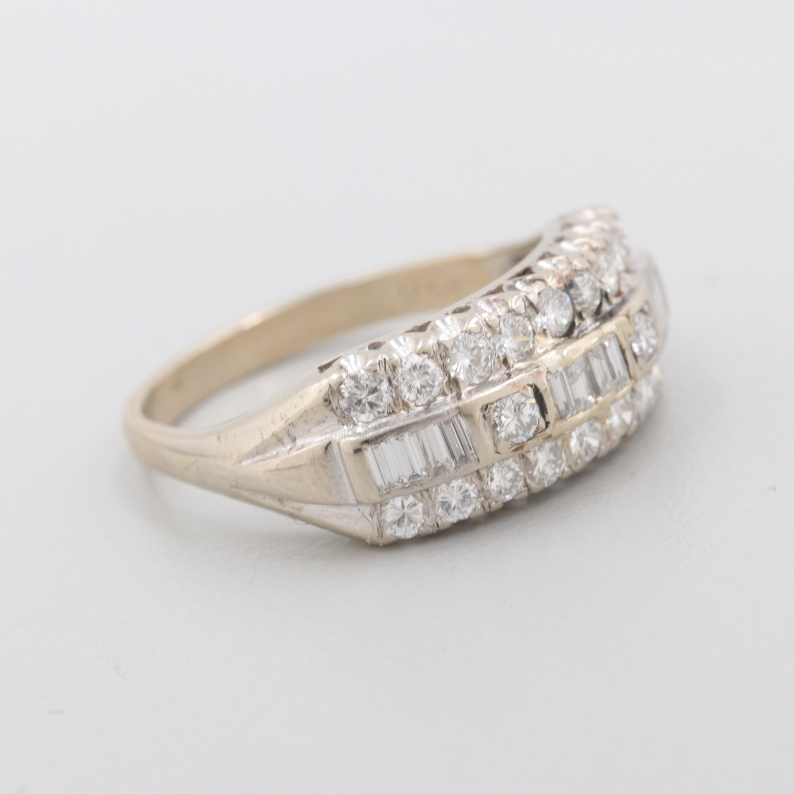 Vintage 14K White Gold Diamond Ring