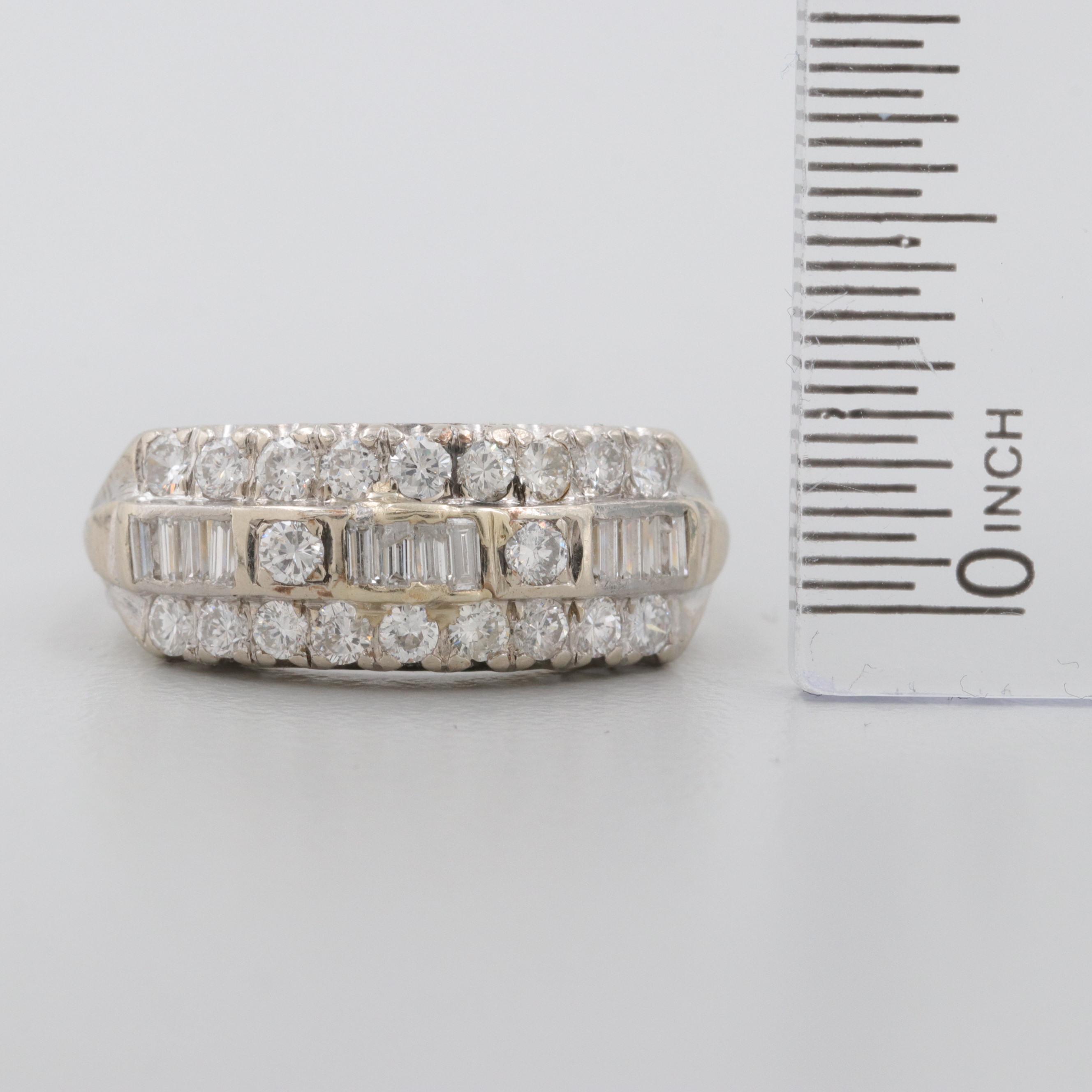 Vintage 14K White Gold Diamond Ring