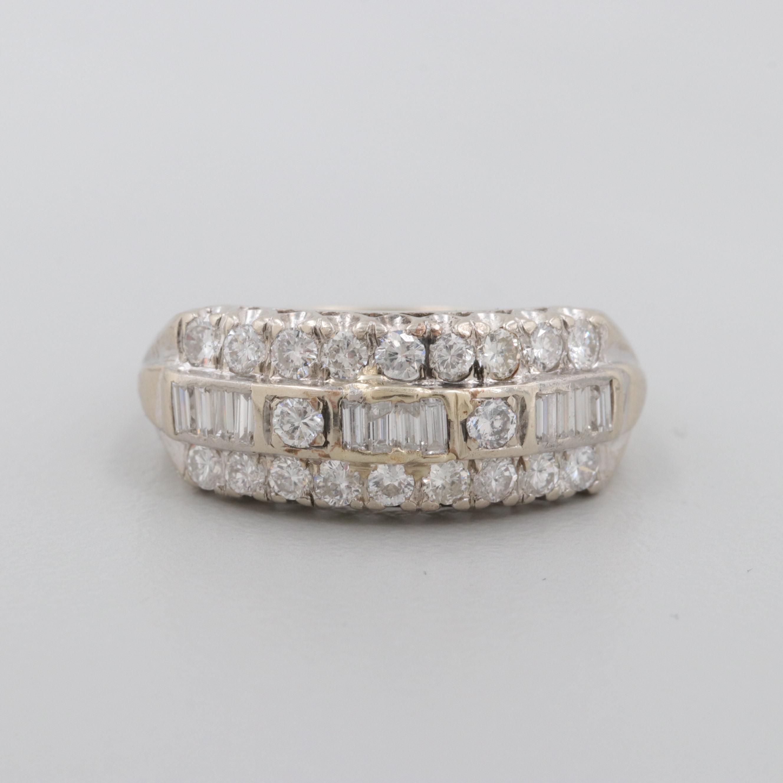 Vintage 14K White Gold Diamond Ring
