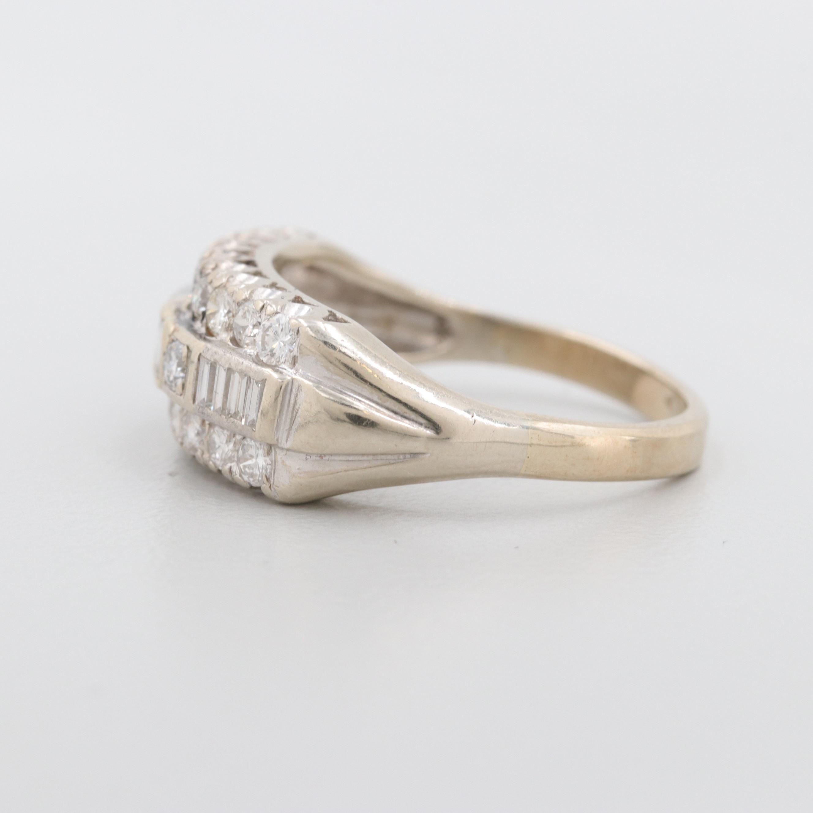 Vintage 14K White Gold Diamond Ring
