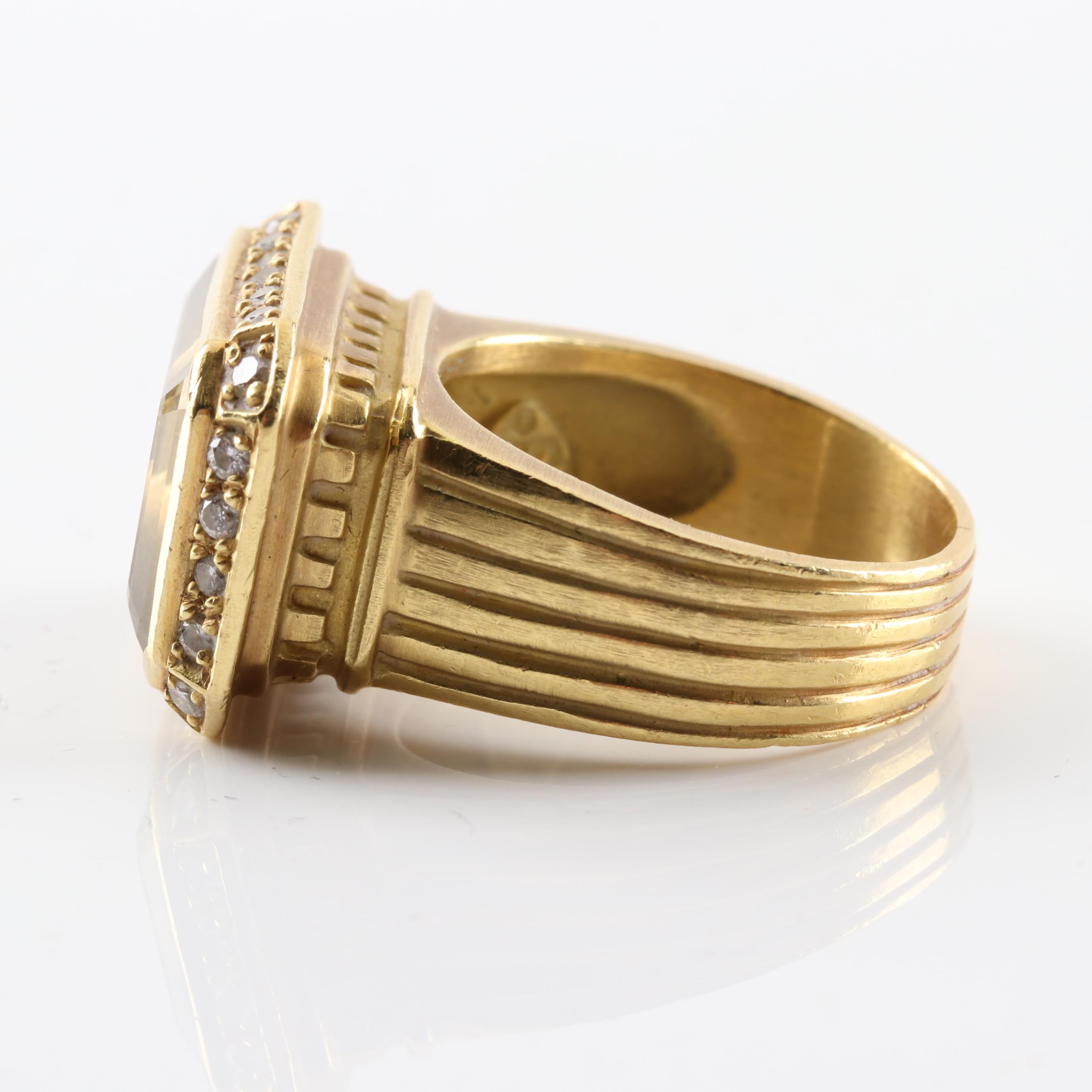 Slane & Slane 18K Yellow Gold 11.35 CT Citrine and Diamond Ring