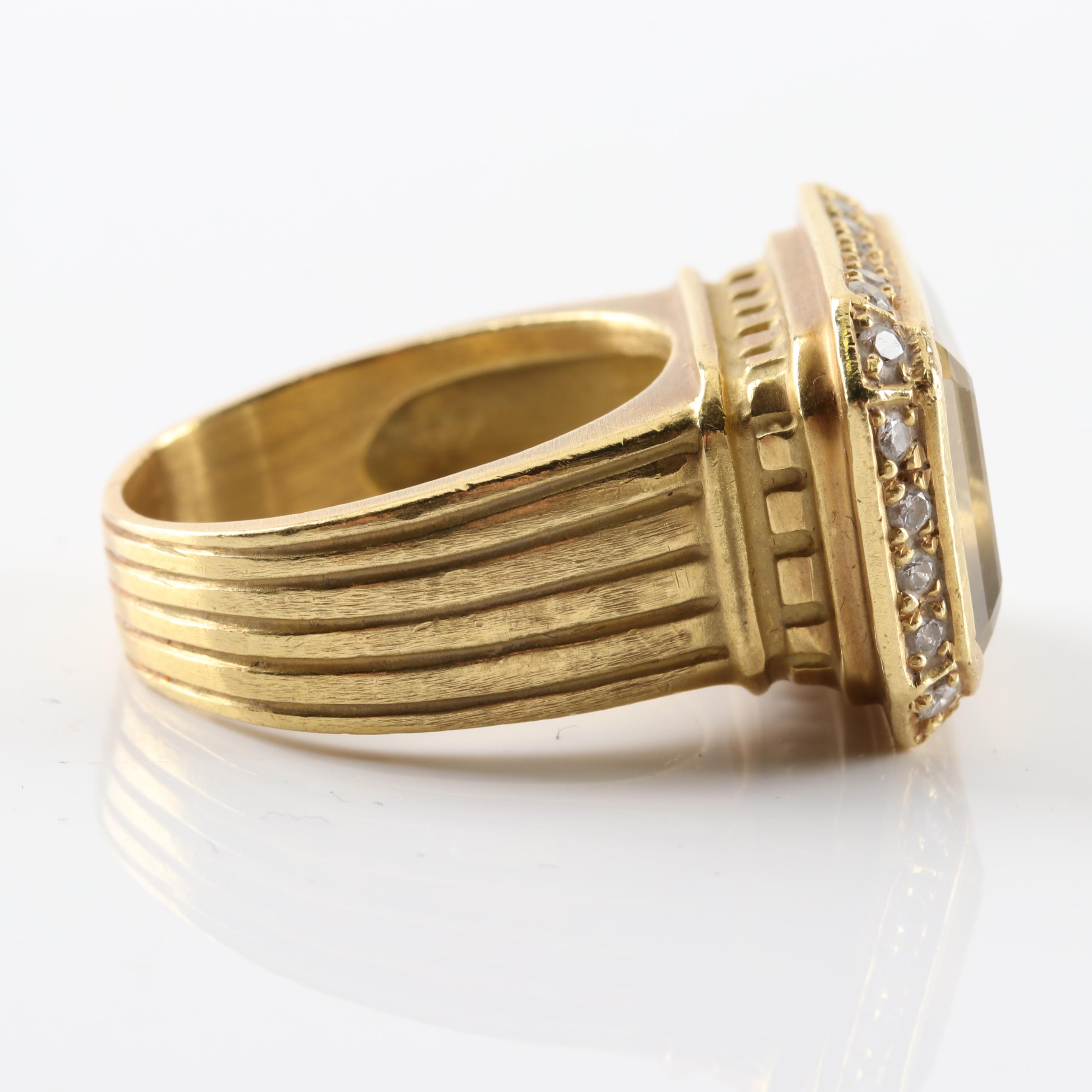 Slane & Slane 18K Yellow Gold 11.35 CT Citrine and Diamond Ring