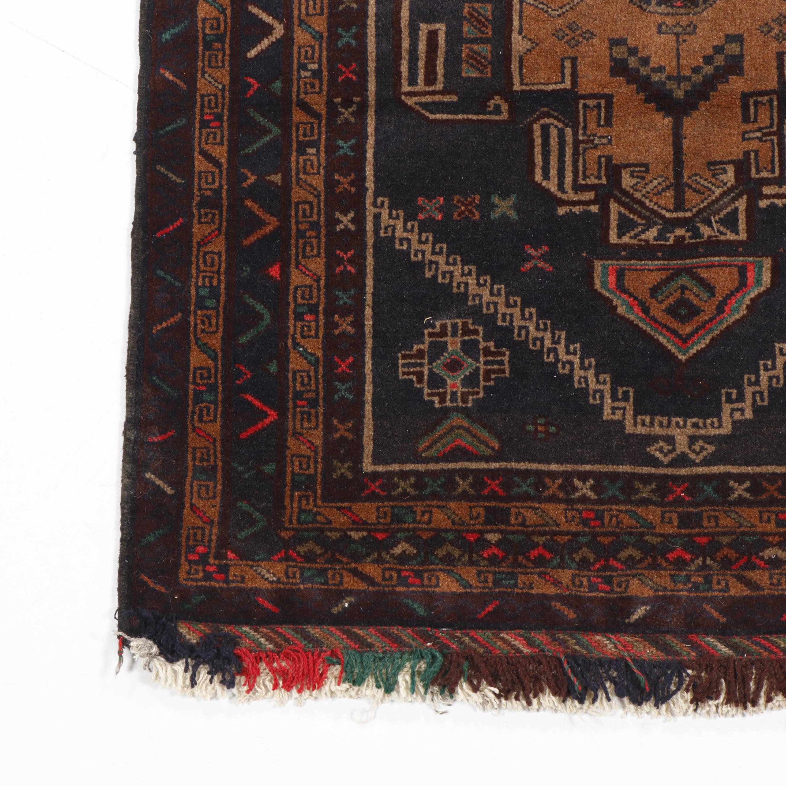 Hand-Knotted Afghan Baluch Wool Rug