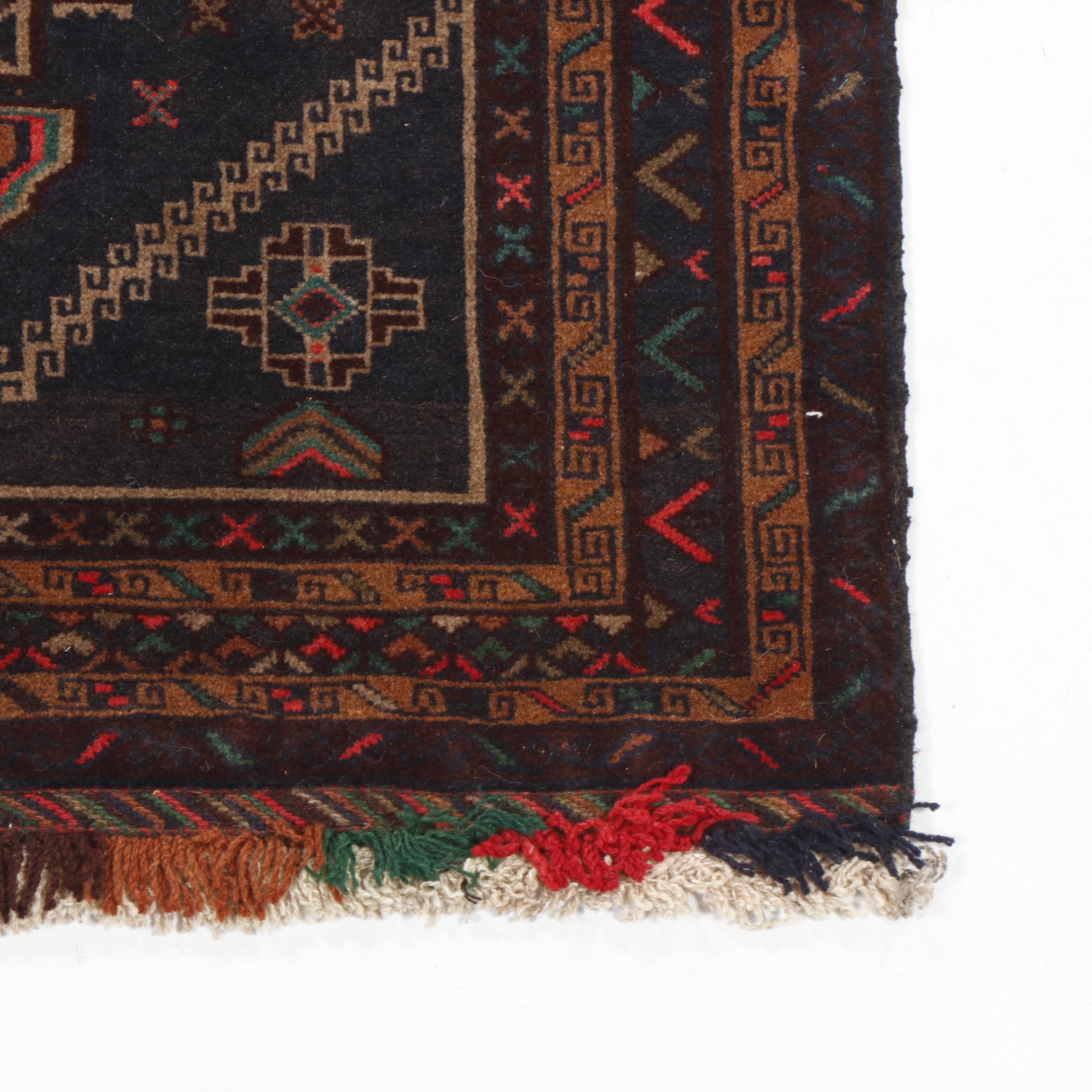 Hand-Knotted Afghan Baluch Wool Rug