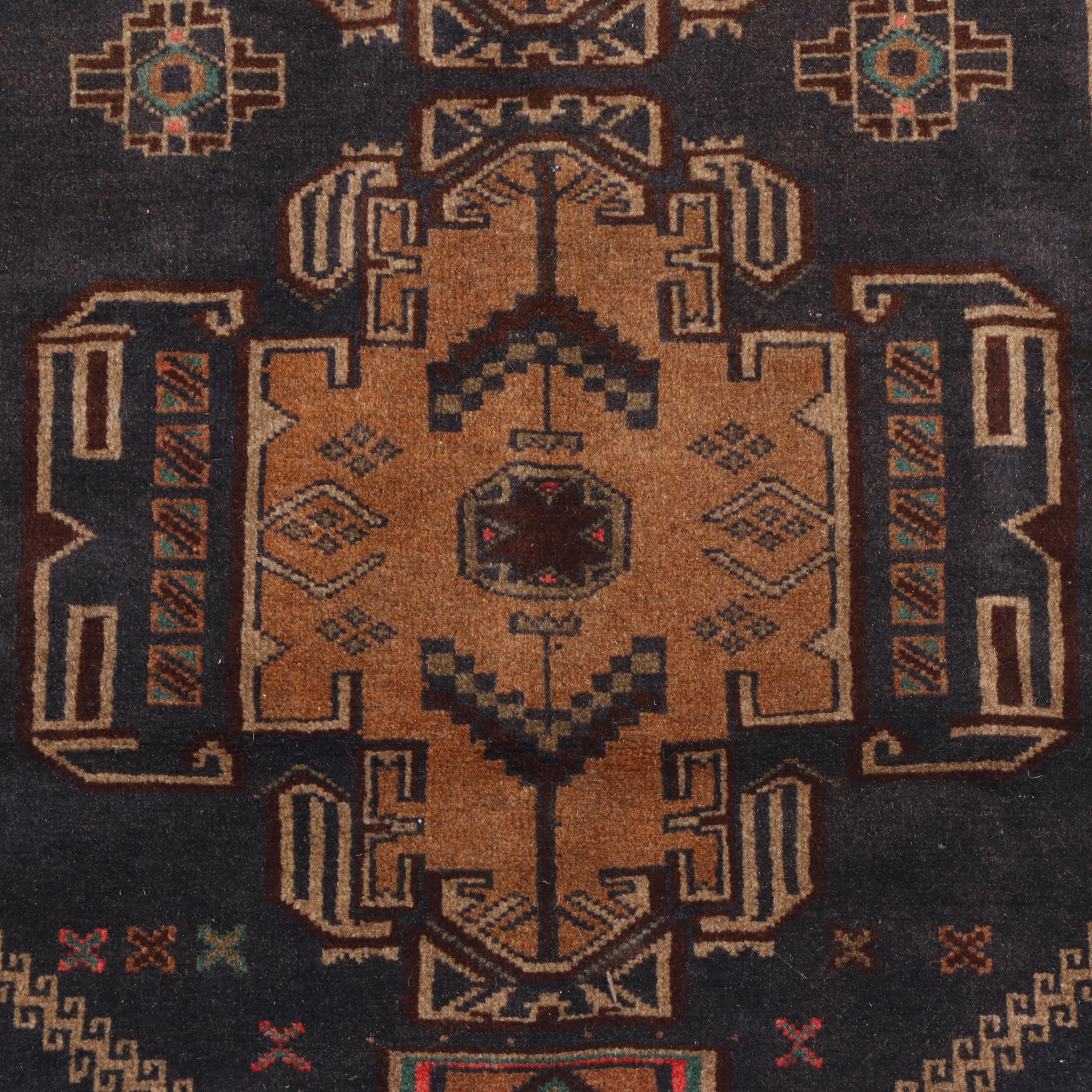 Hand-Knotted Afghan Baluch Wool Rug