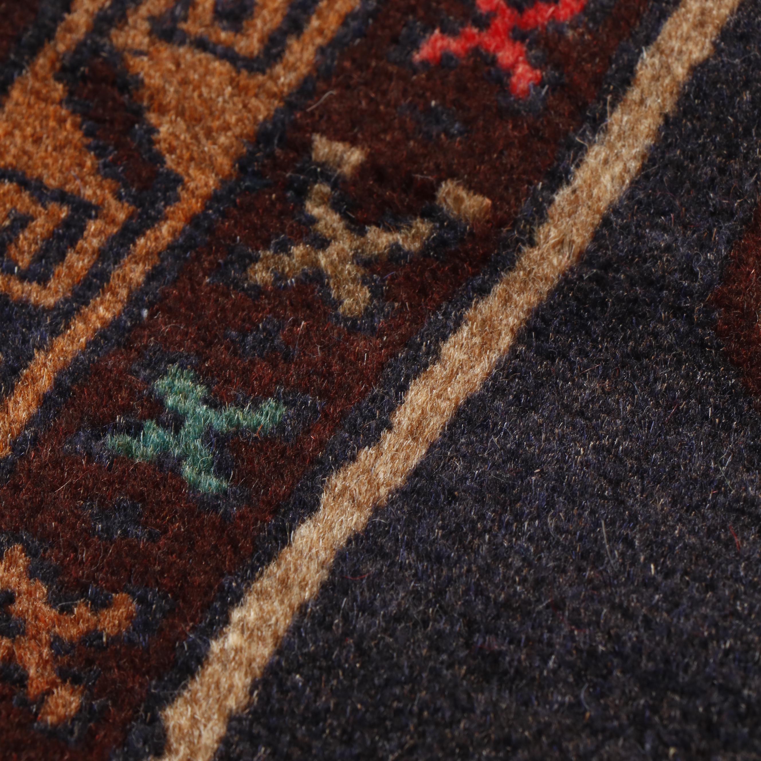 Hand-Knotted Afghan Baluch Wool Rug
