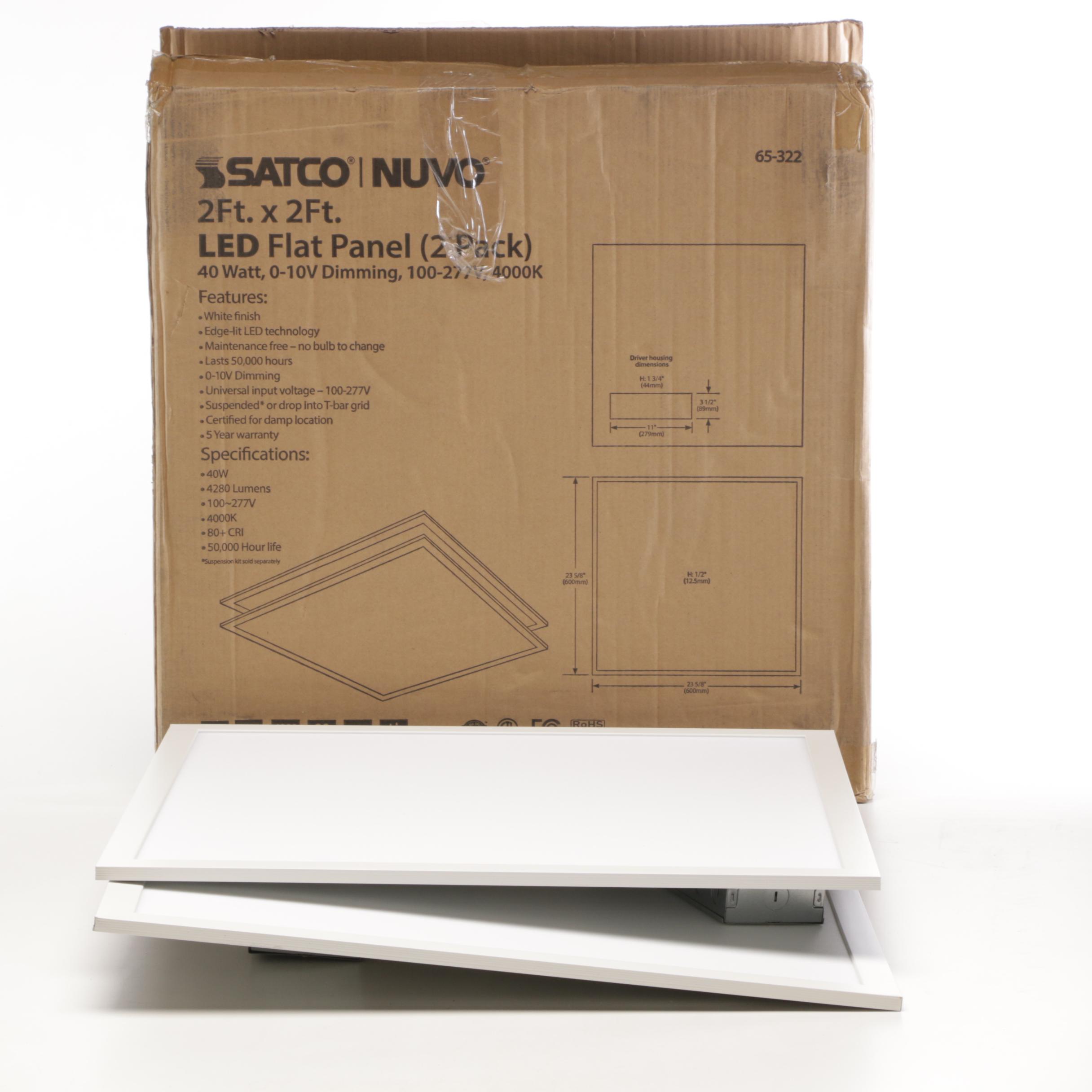Satco Nuvo 2'x2' LED Flat Panel Lighting Fixtures 2-Pack