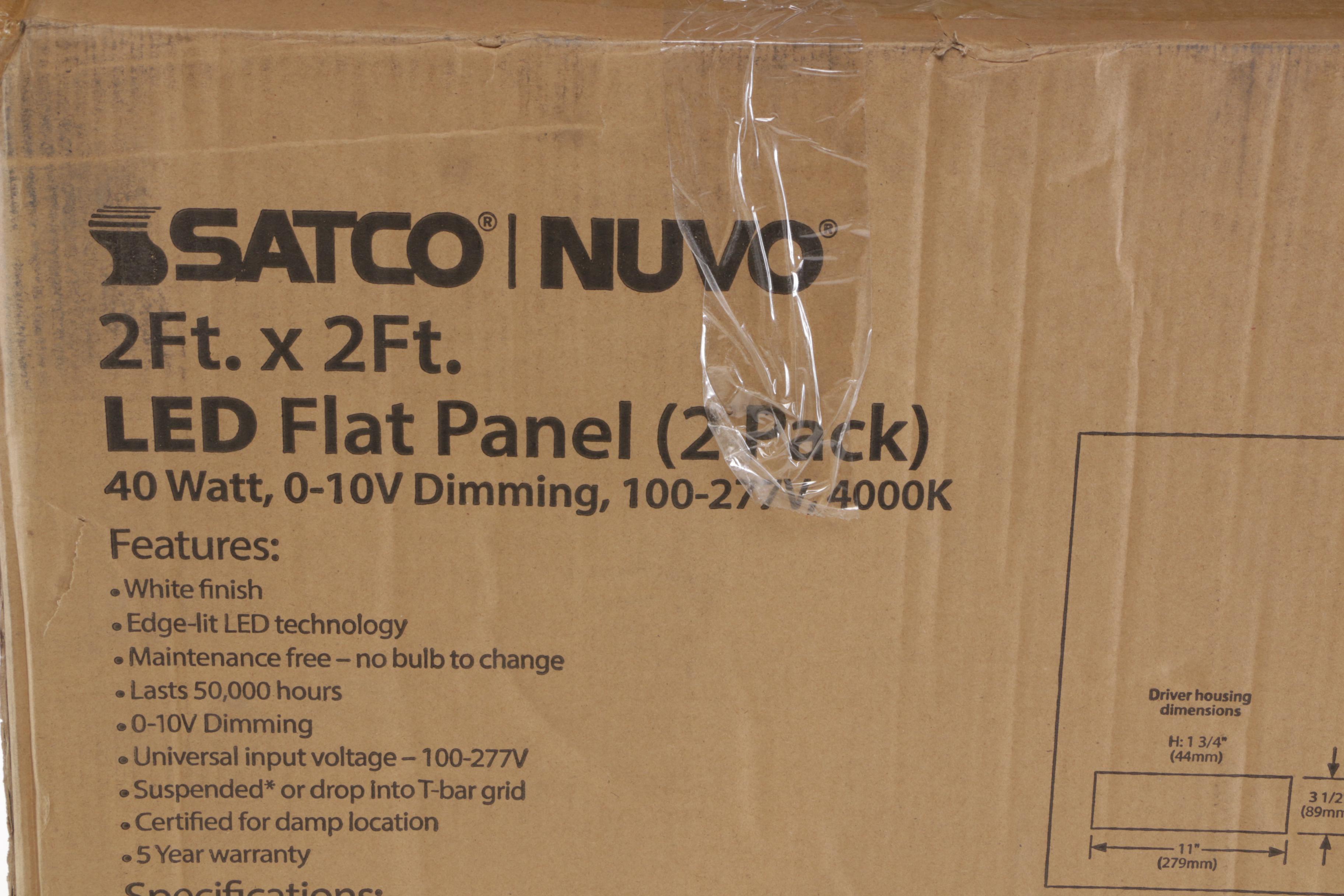 Satco Nuvo 2'x2' LED Flat Panel Lighting Fixtures 2-Pack