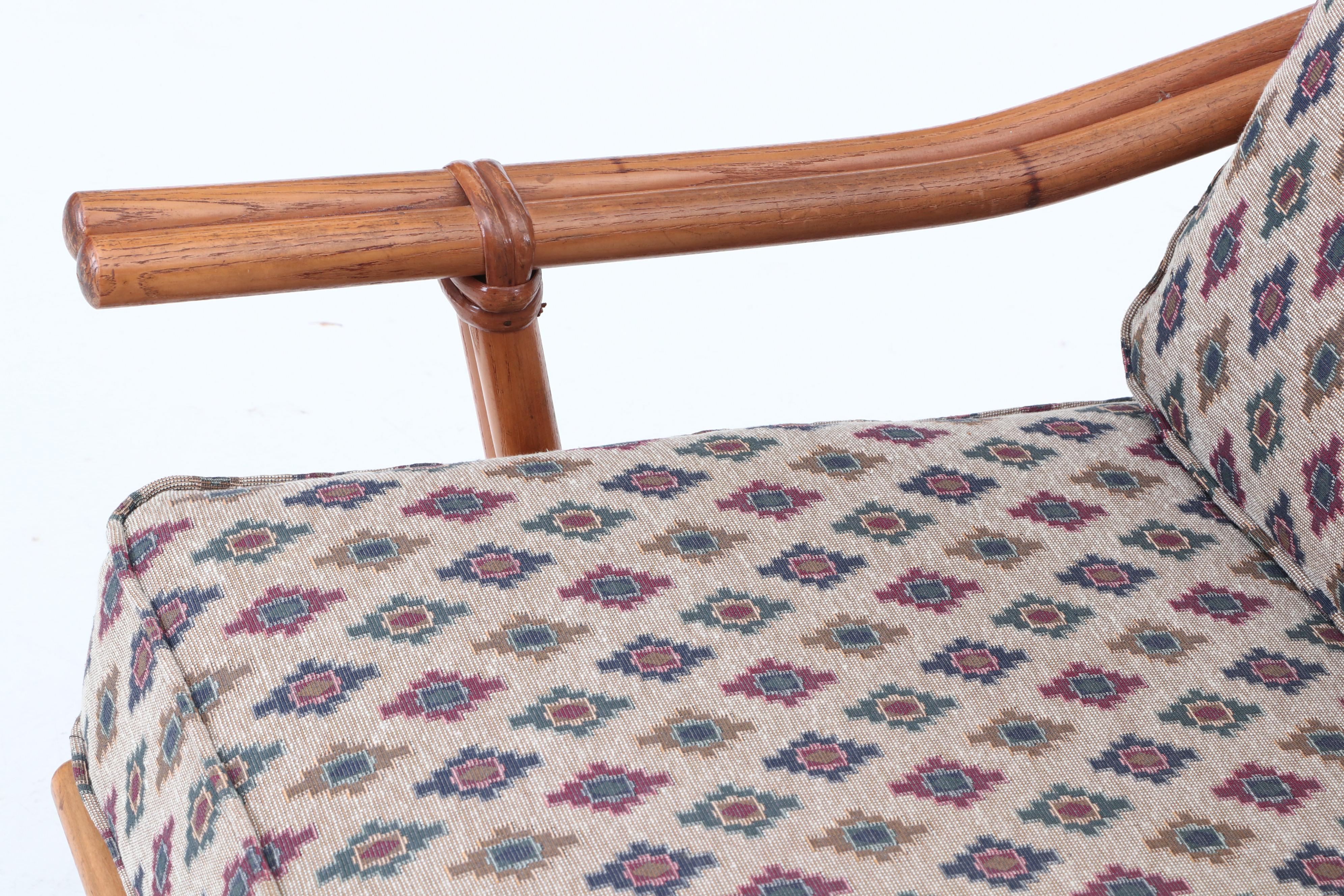 Heywood-Wakefield Ash Frame Lounge Chair with Upholstered Cushions