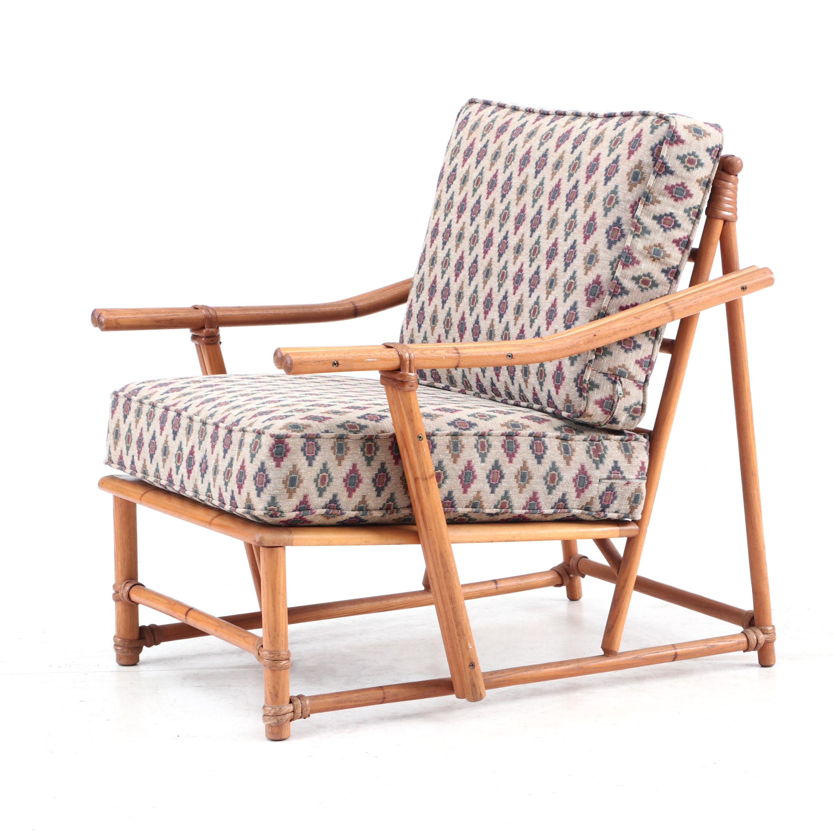 Heywood-Wakefield Ash Frame Lounge Chair with Upholstered Cushions