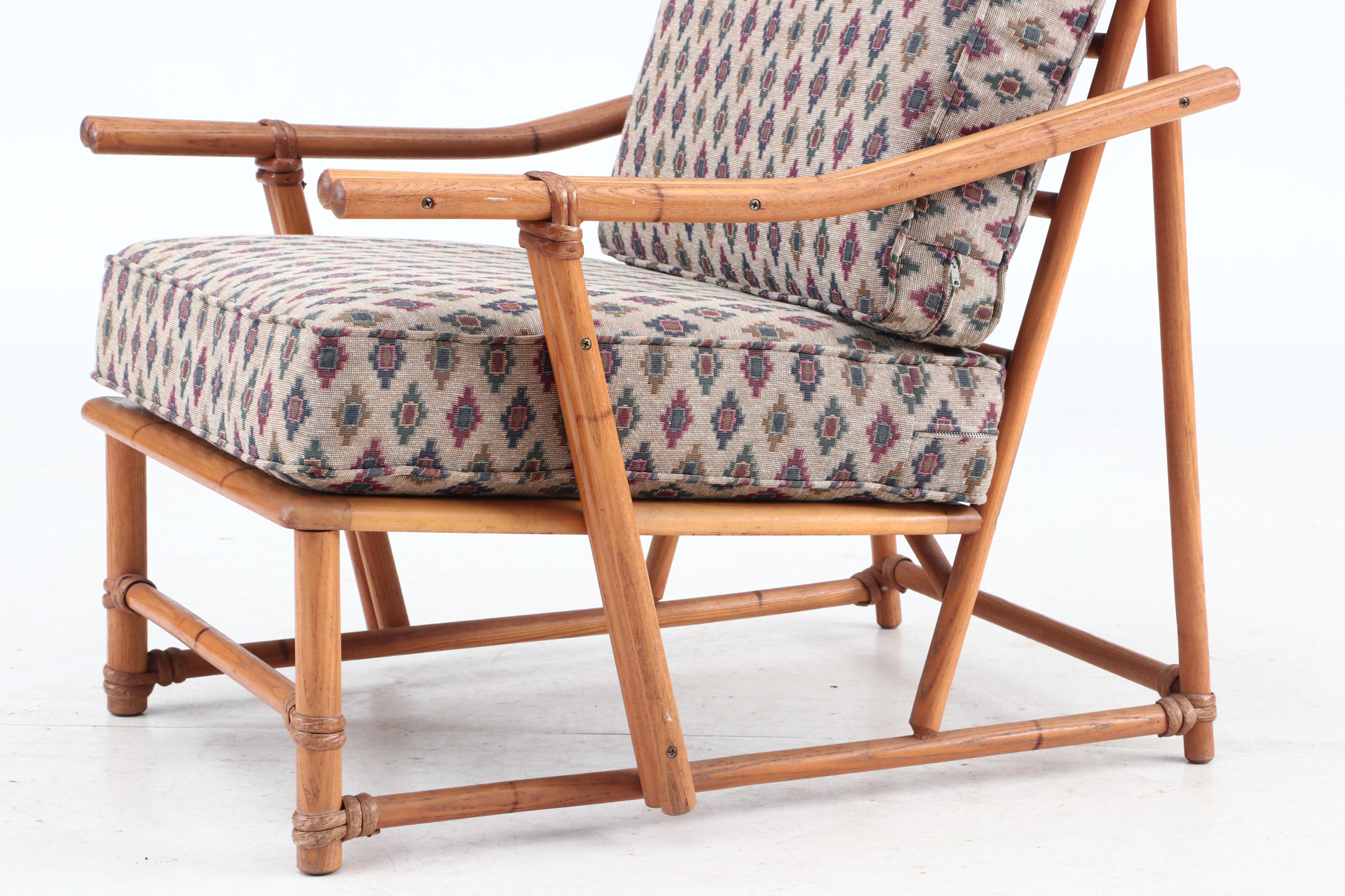 Heywood-Wakefield Ash Frame Lounge Chair with Upholstered Cushions