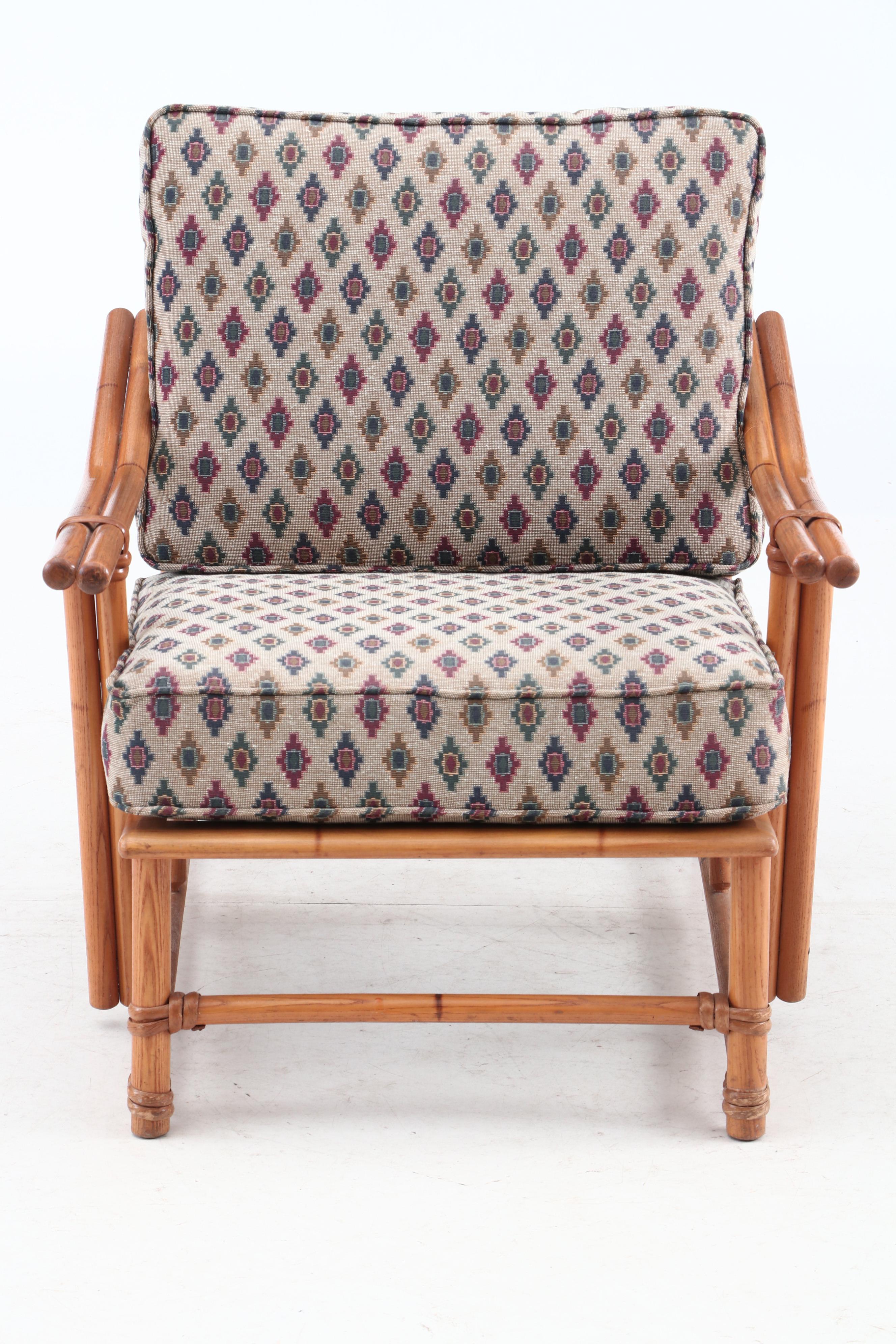 Heywood-Wakefield Ash Frame Lounge Chair with Upholstered Cushions