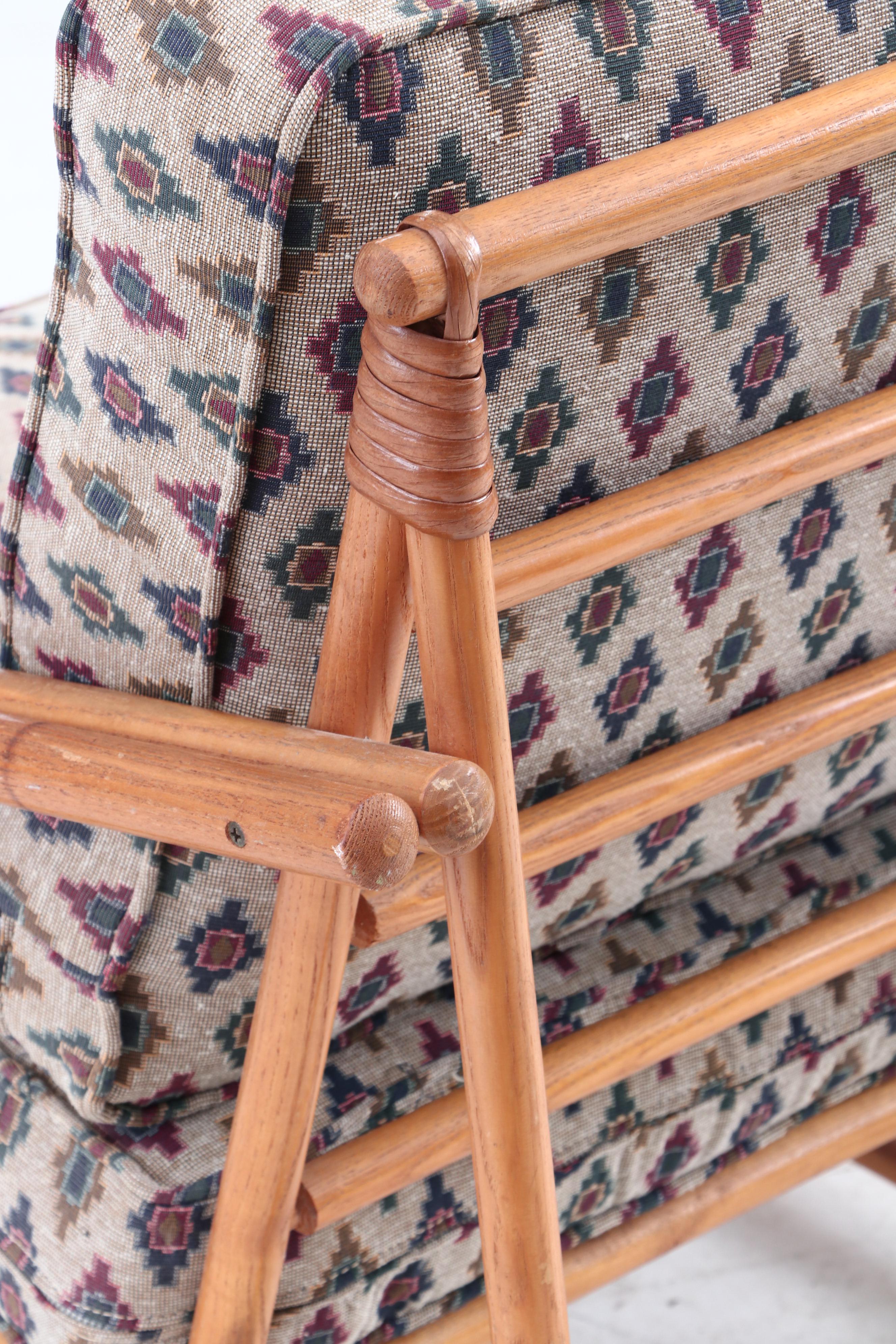 Heywood-Wakefield Ash Frame Lounge Chair with Upholstered Cushions