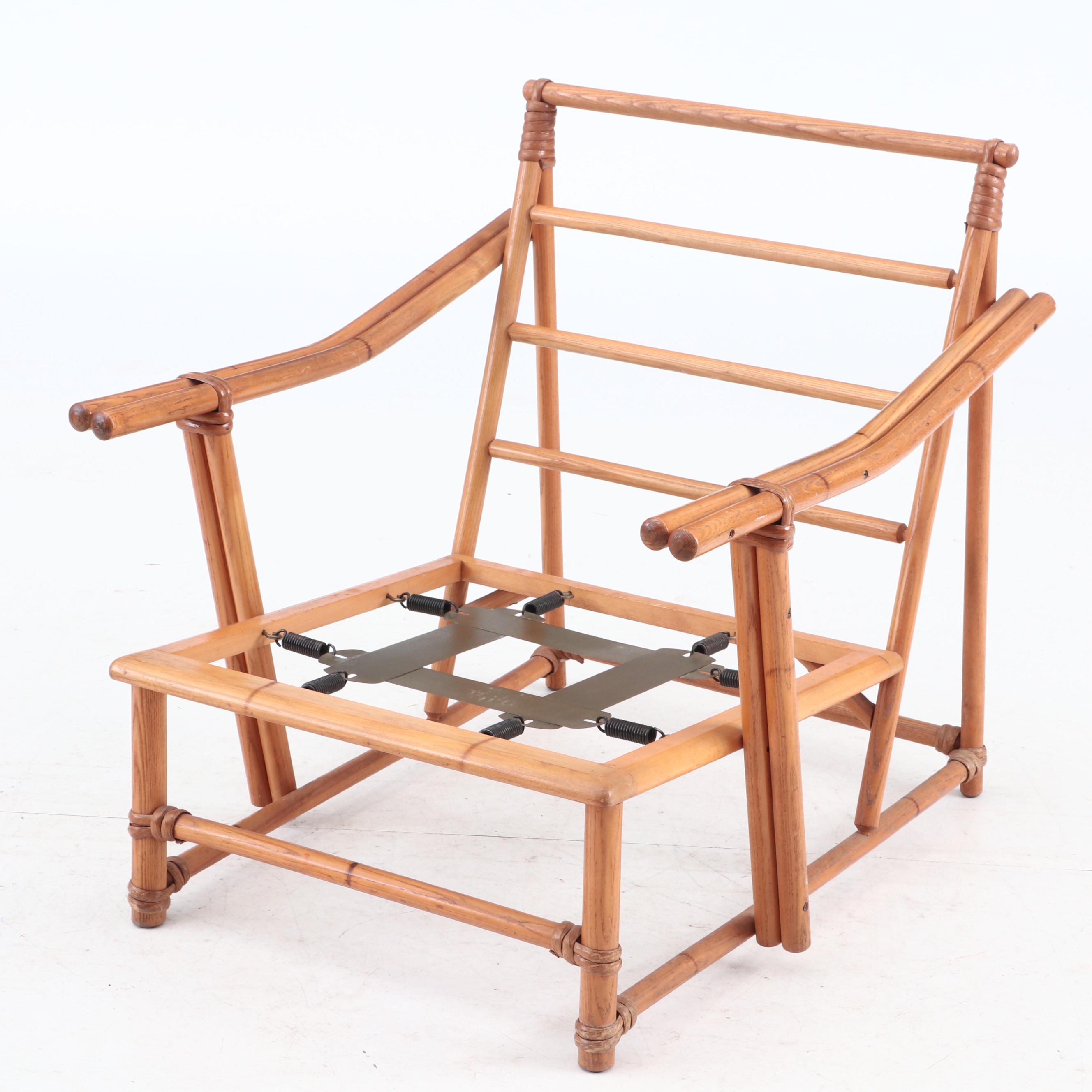 Heywood-Wakefield Ash Frame Lounge Chair with Upholstered Cushions