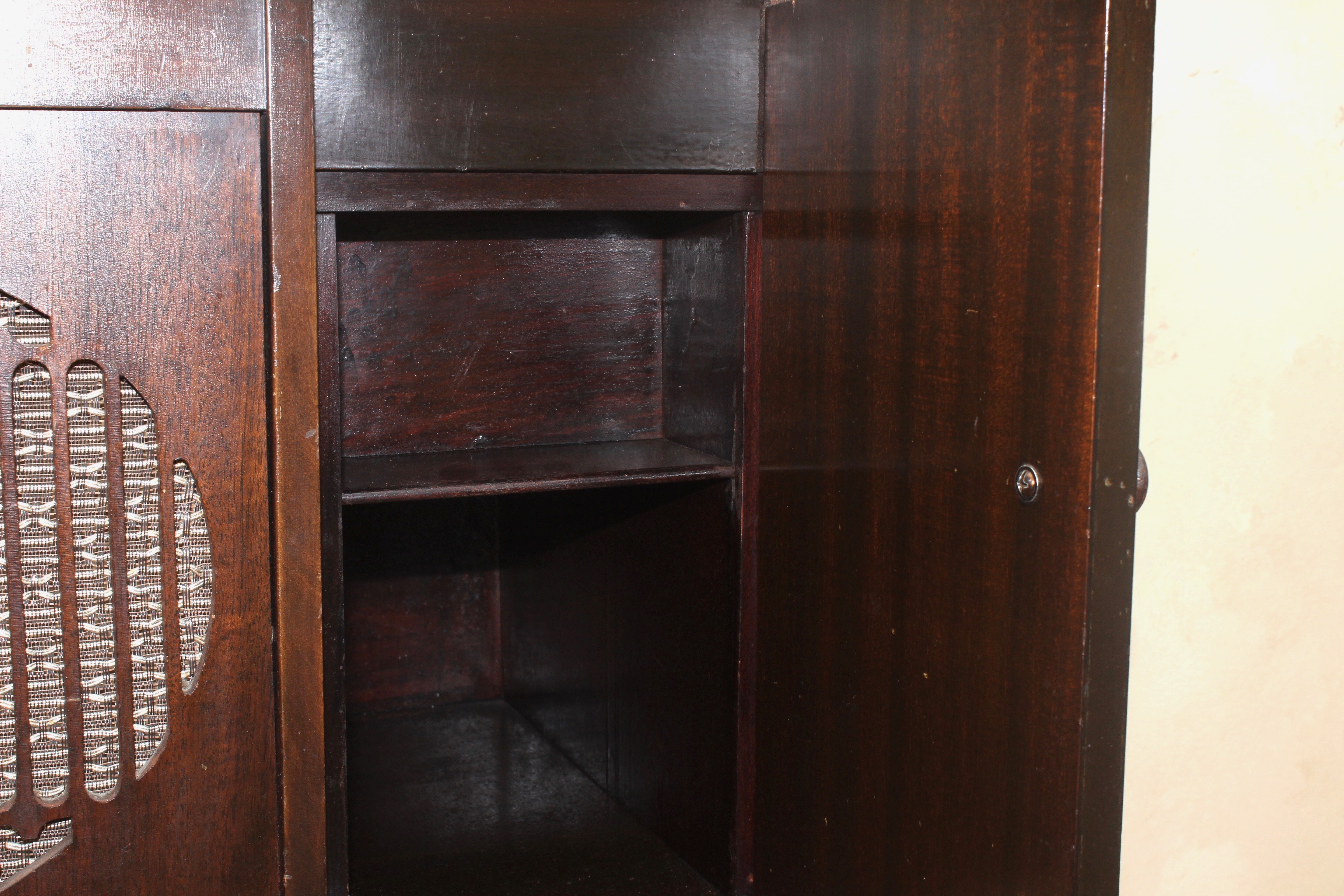 Antique Victrola Table and Record Selection