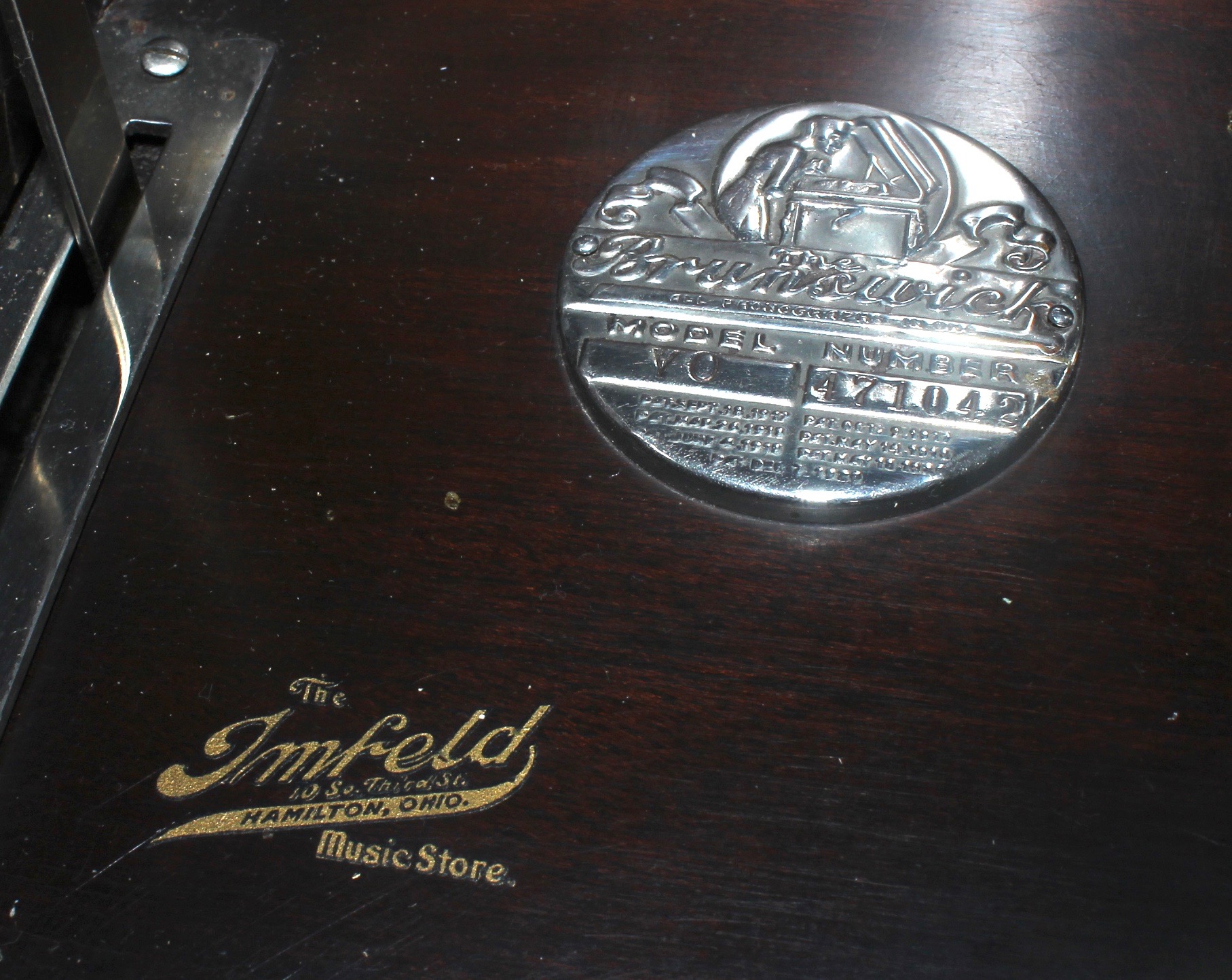 Antique Victrola Table and Record Selection