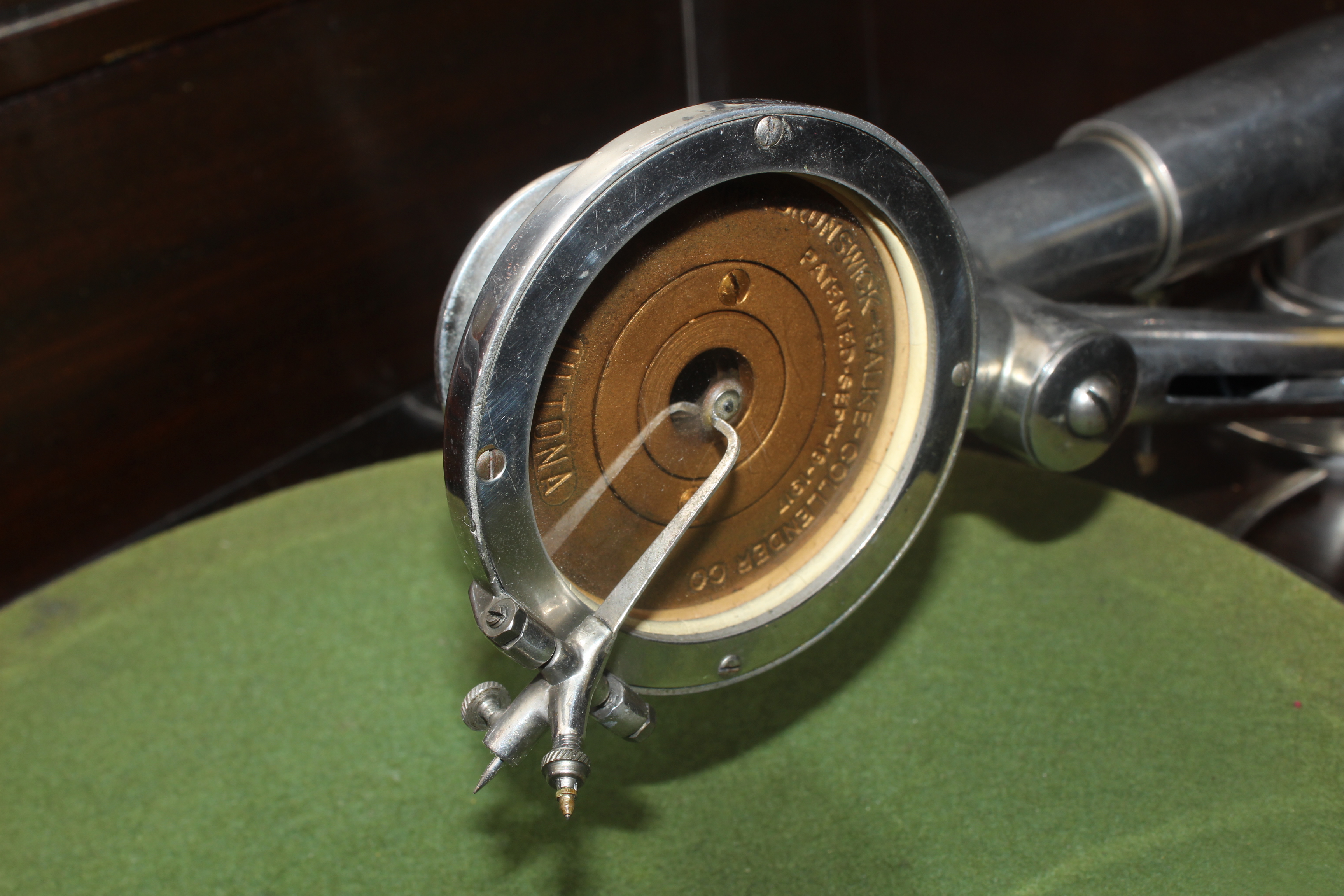 Antique Victrola Table and Record Selection