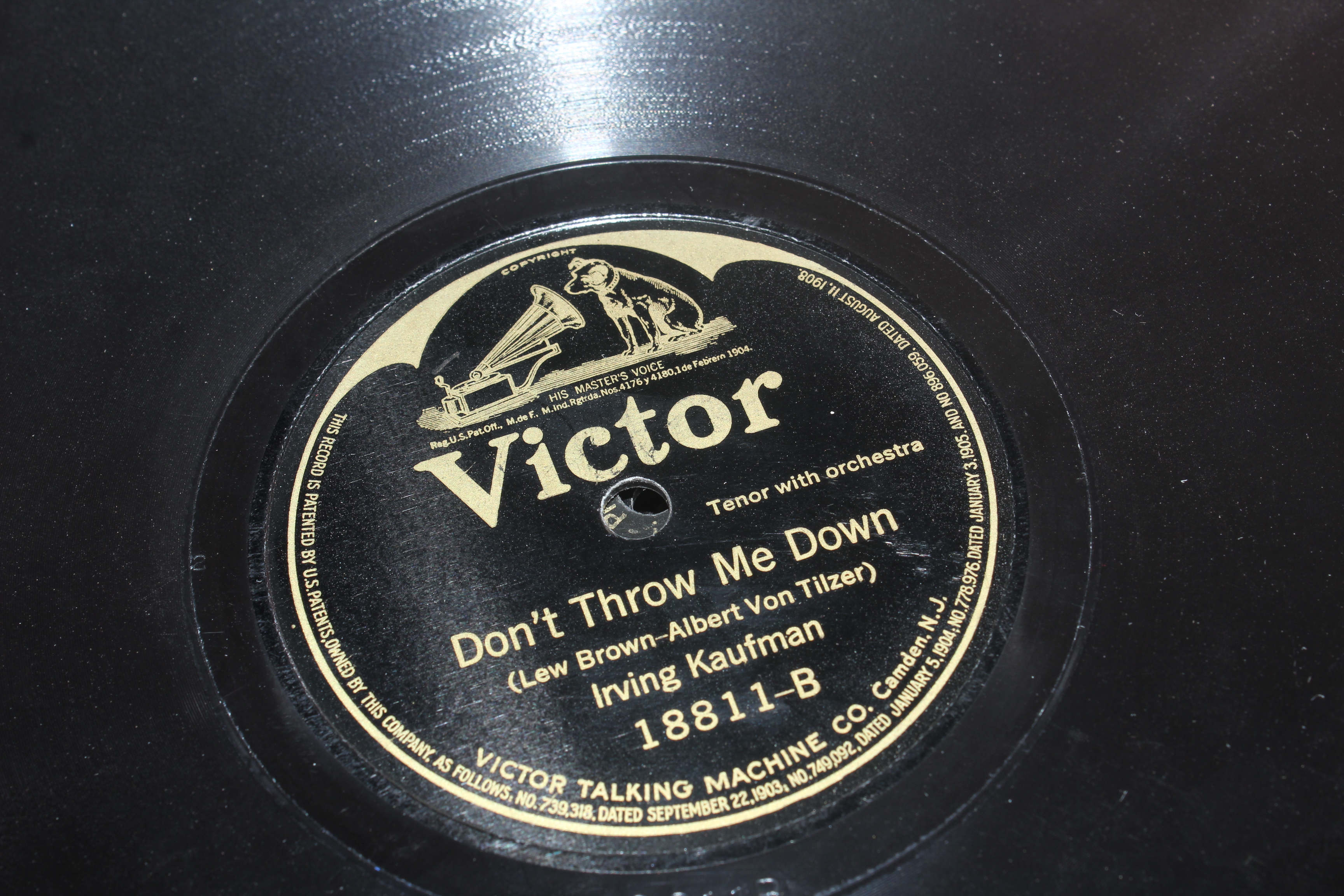 Antique Victrola Table and Record Selection