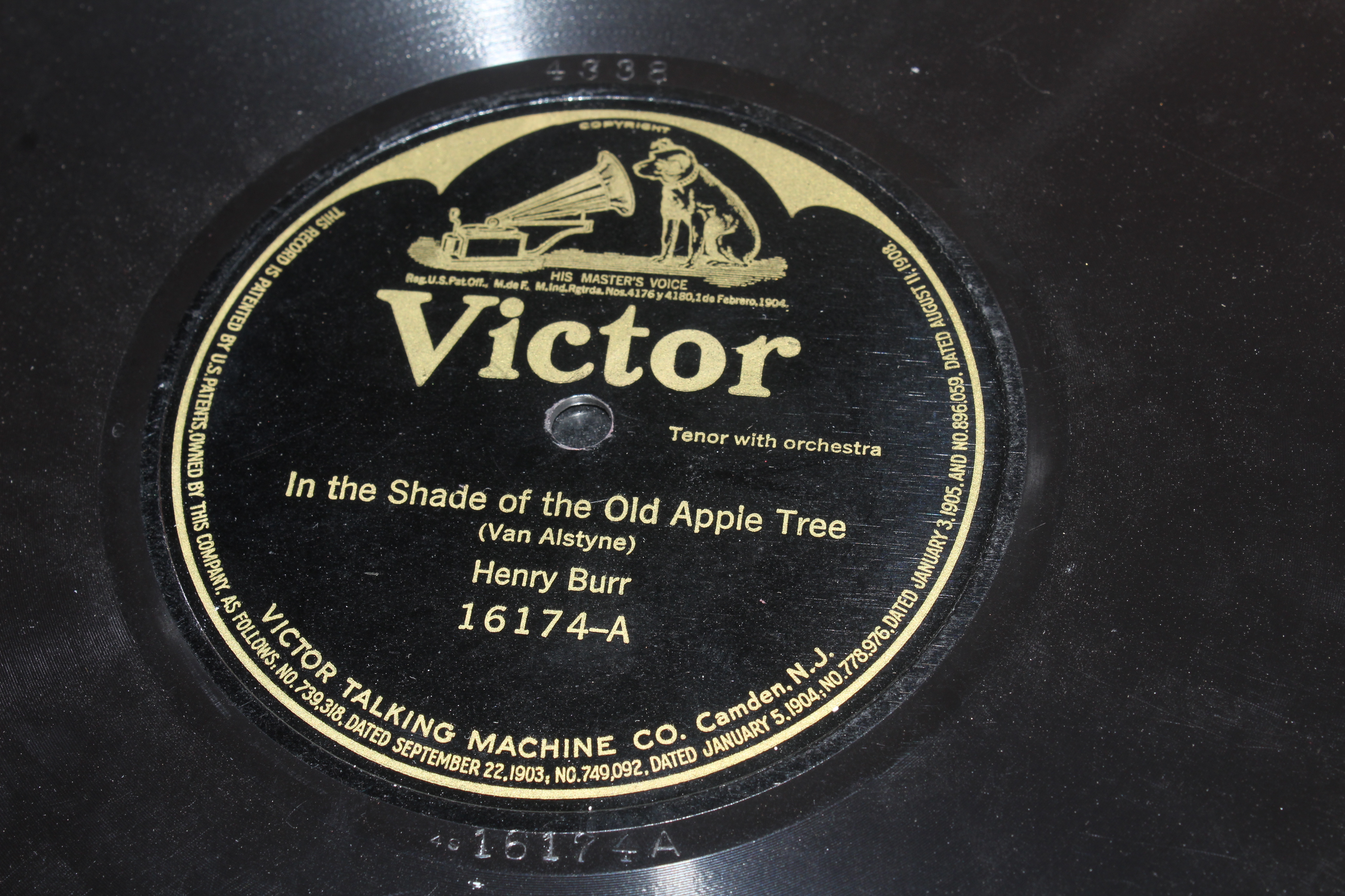 Antique Victrola Table and Record Selection