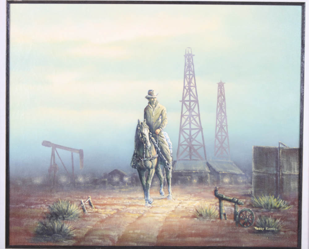 Teddy Kimmel Southwestern Oil Fields Oil Painting