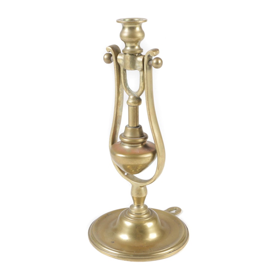 Brass Nautical Ship's Gimbaled Candlestick, 19th Century