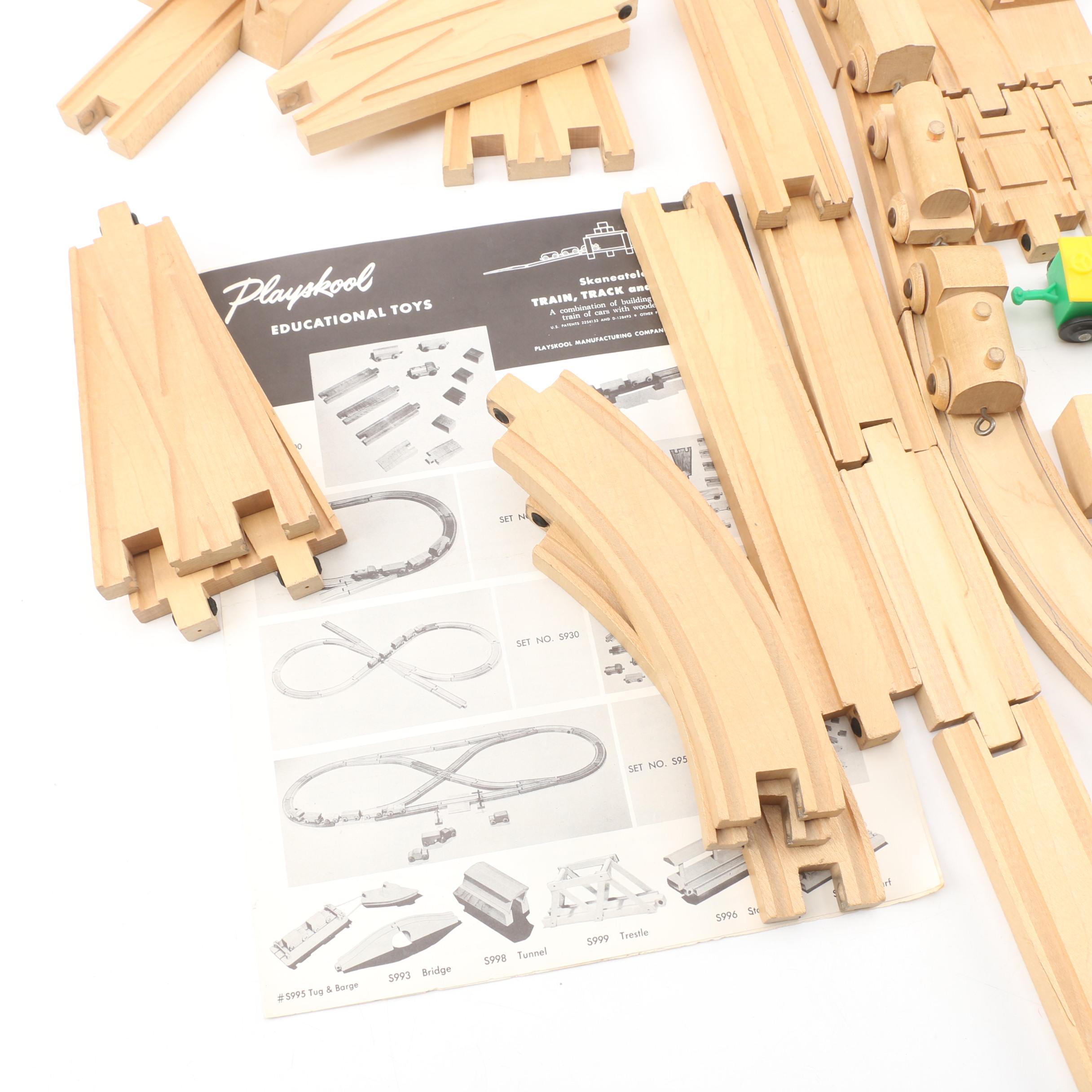 Playskool Skaneateles Wooden Train Set with Plastic Set, 1940s/1950s