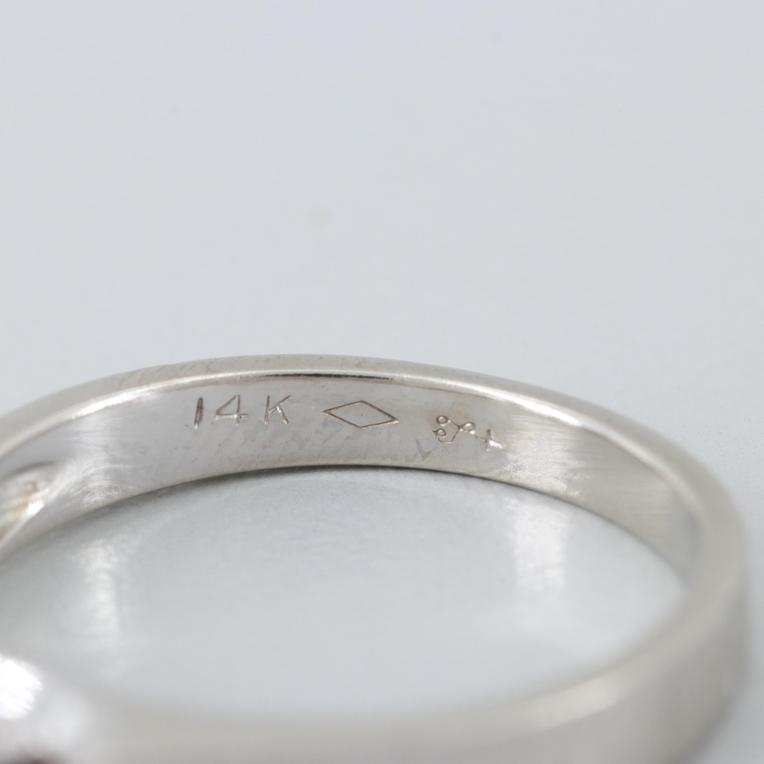 Vintage 14K White Gold Diamond Ring