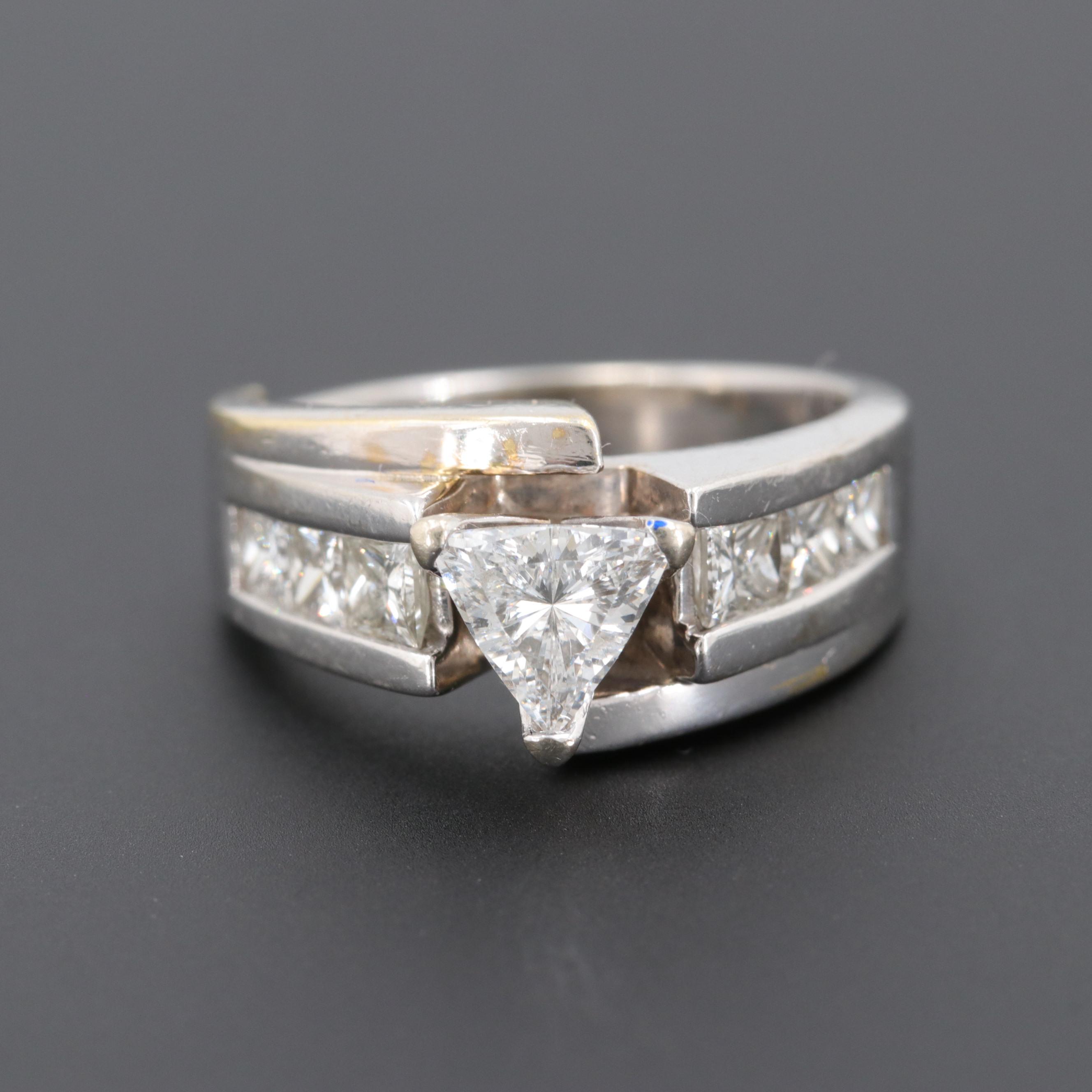 14K White Gold 1.63 CTW Diamond Bypass Ring