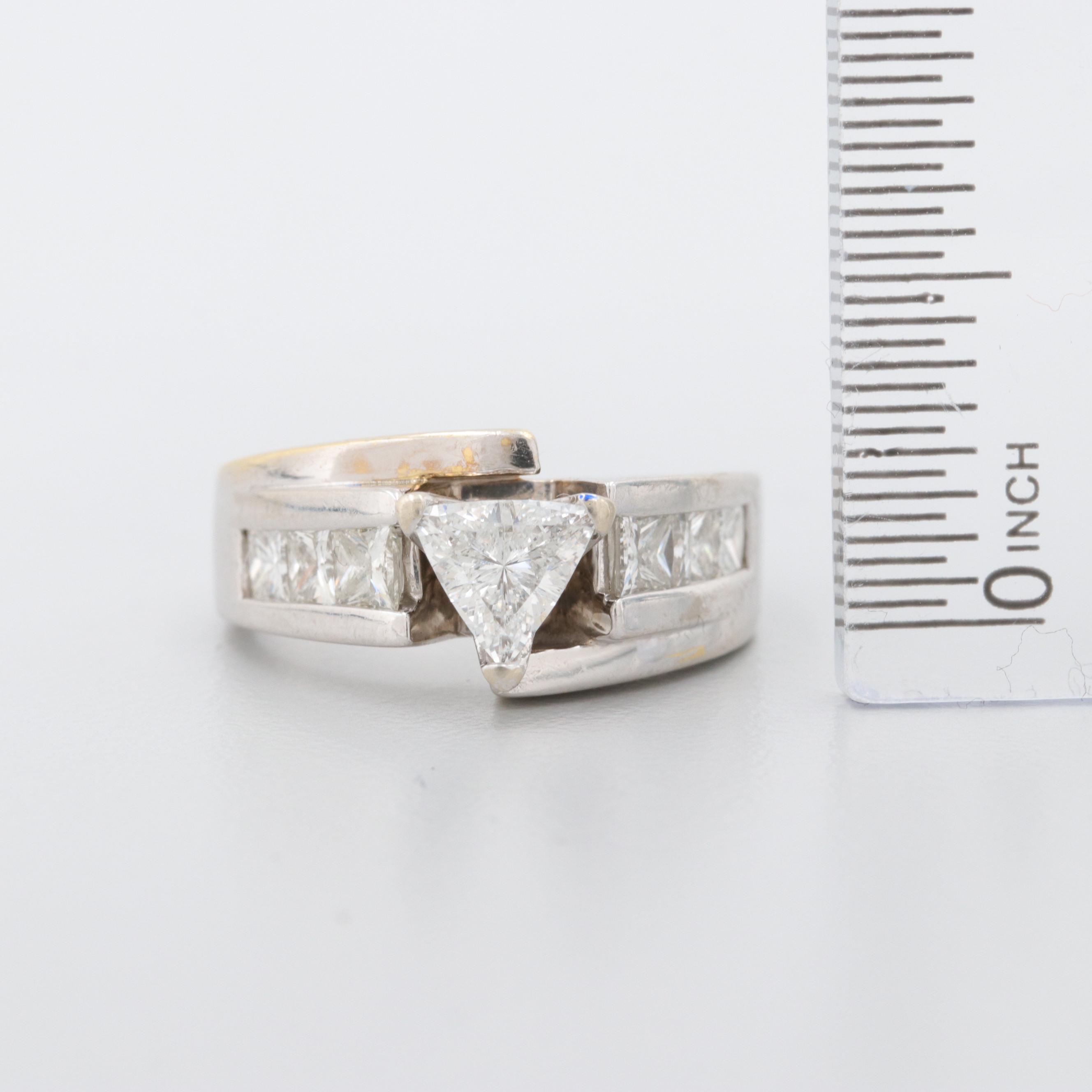14K White Gold 1.63 CTW Diamond Bypass Ring