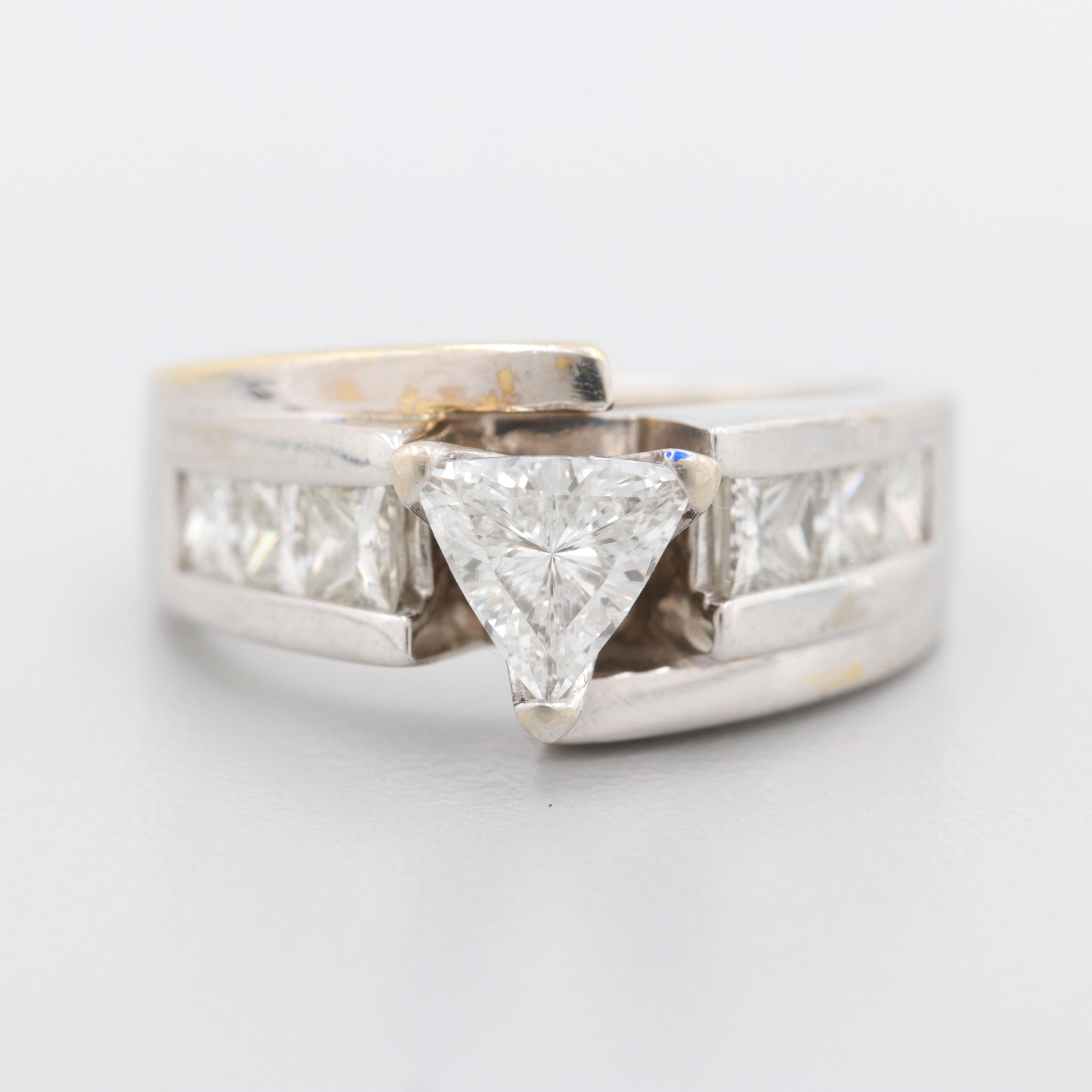 14K White Gold 1.63 CTW Diamond Bypass Ring