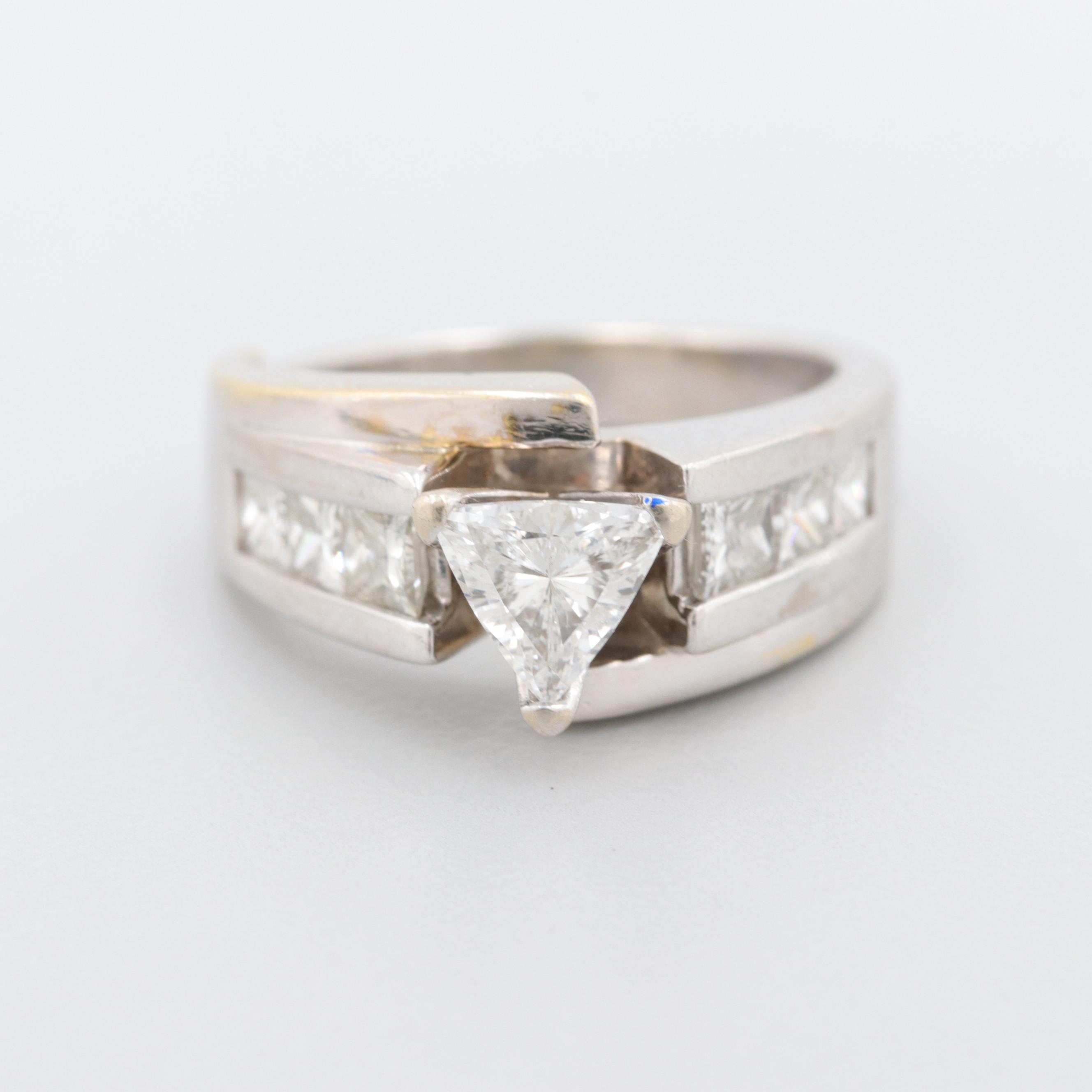 14K White Gold 1.63 CTW Diamond Bypass Ring