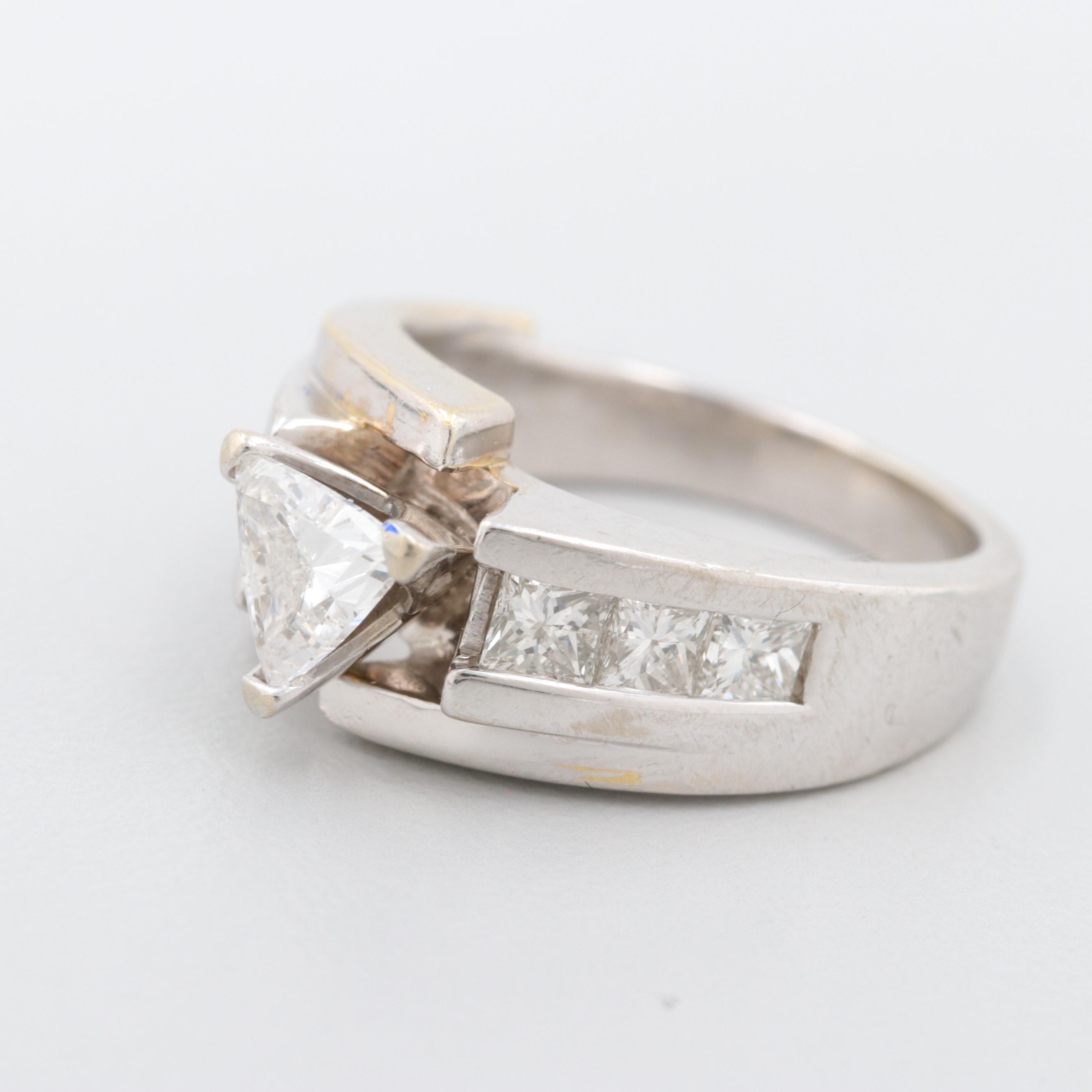 14K White Gold 1.63 CTW Diamond Bypass Ring