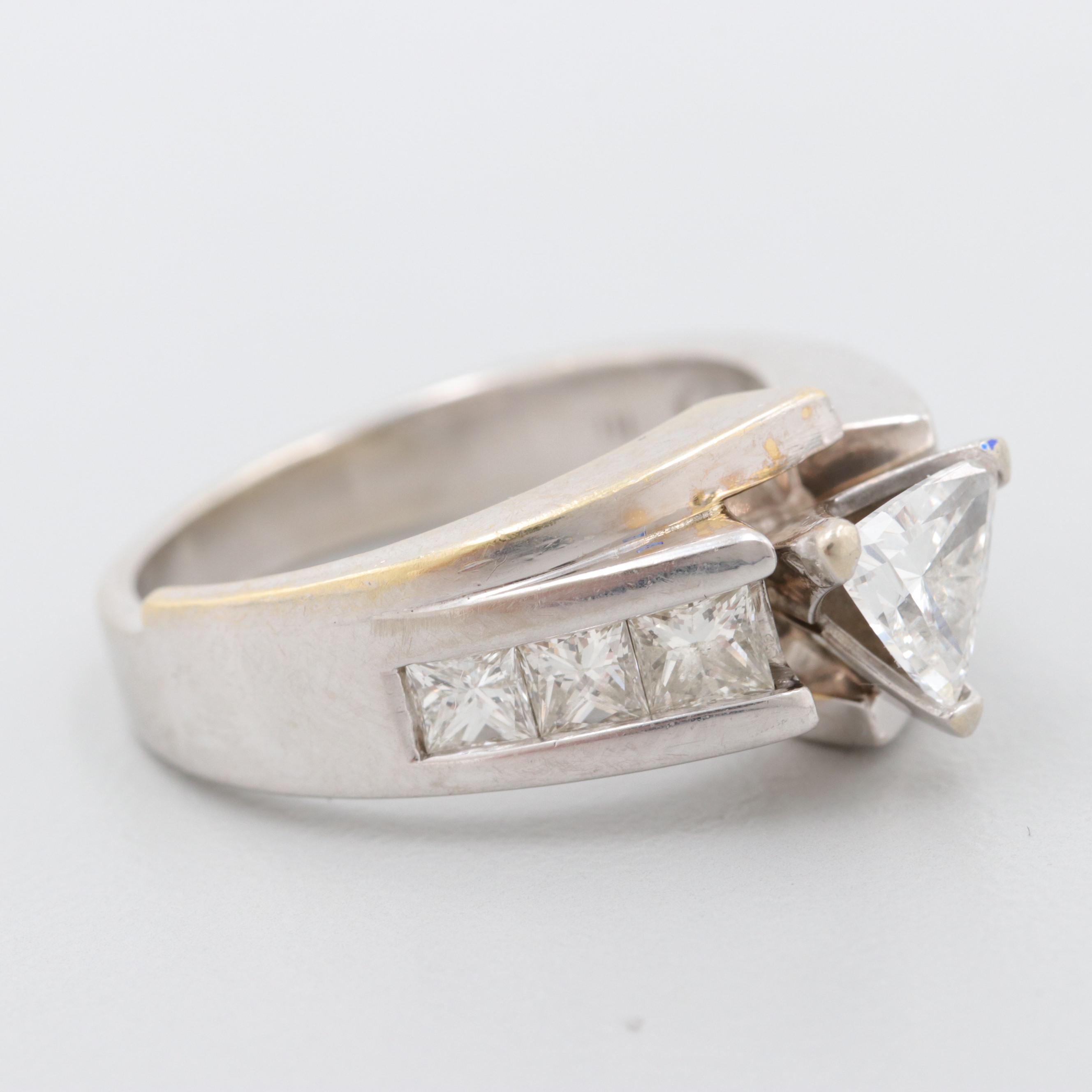14K White Gold 1.63 CTW Diamond Bypass Ring