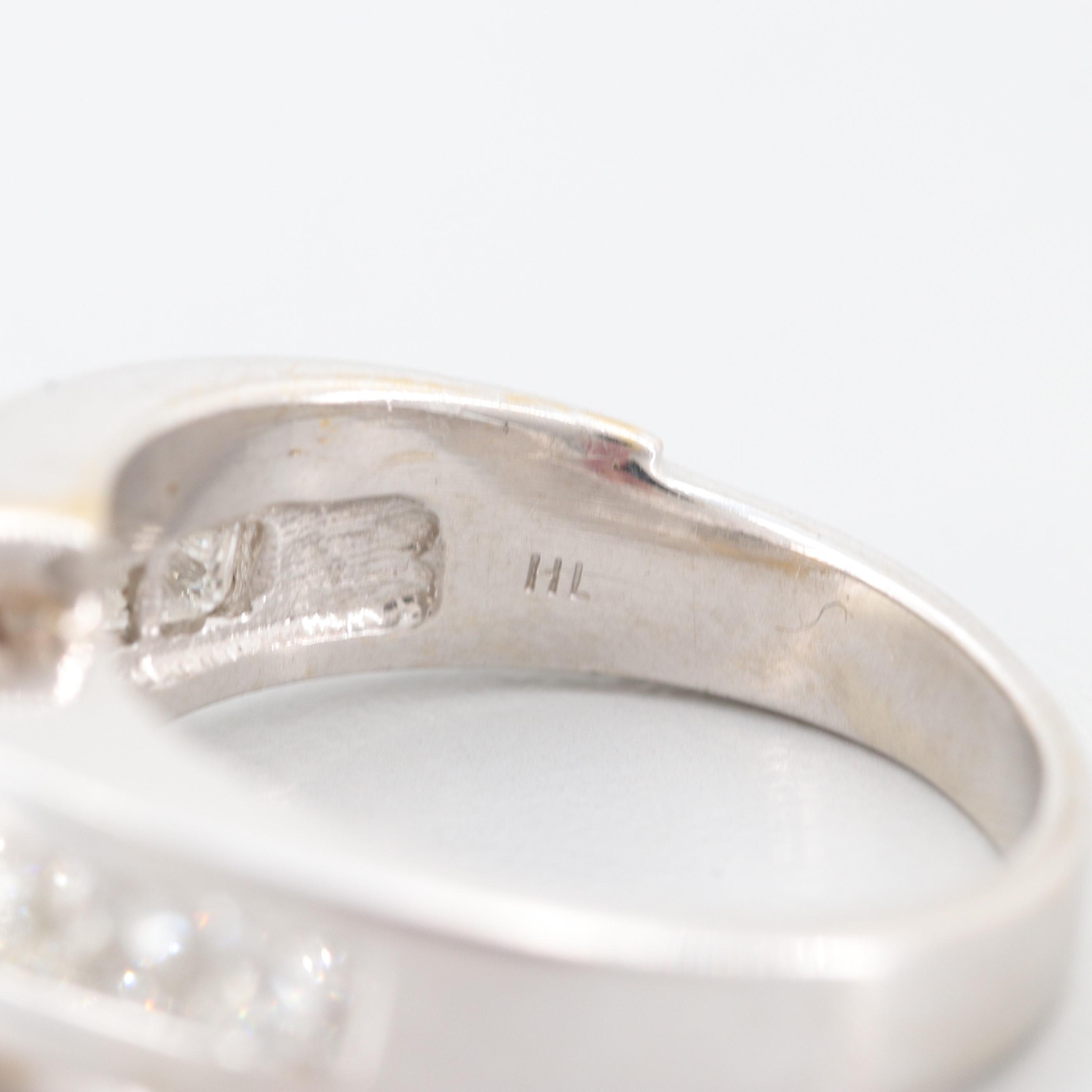 14K White Gold 1.63 CTW Diamond Bypass Ring