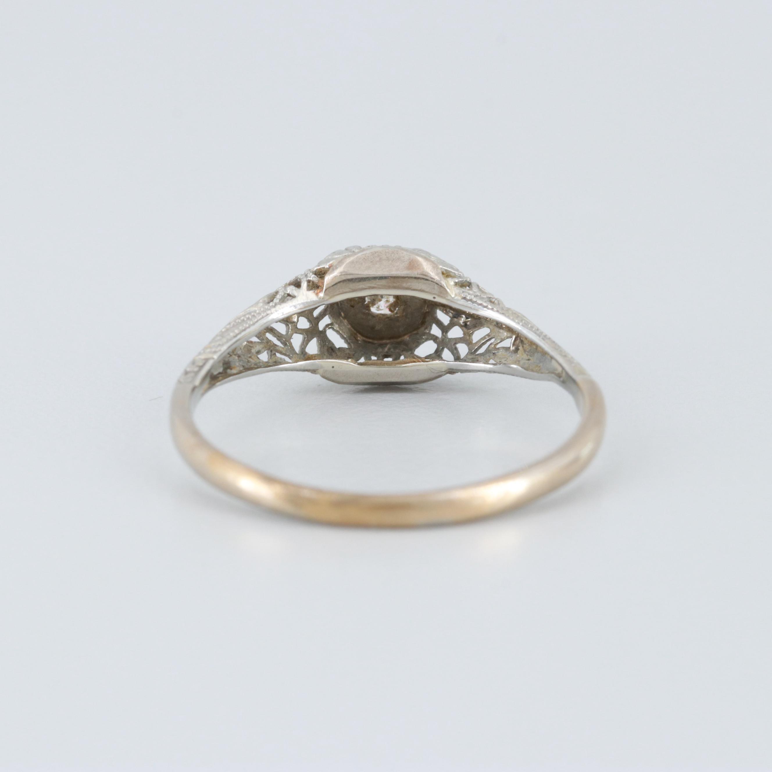 Vintage 14K White Gold Diamond Ring