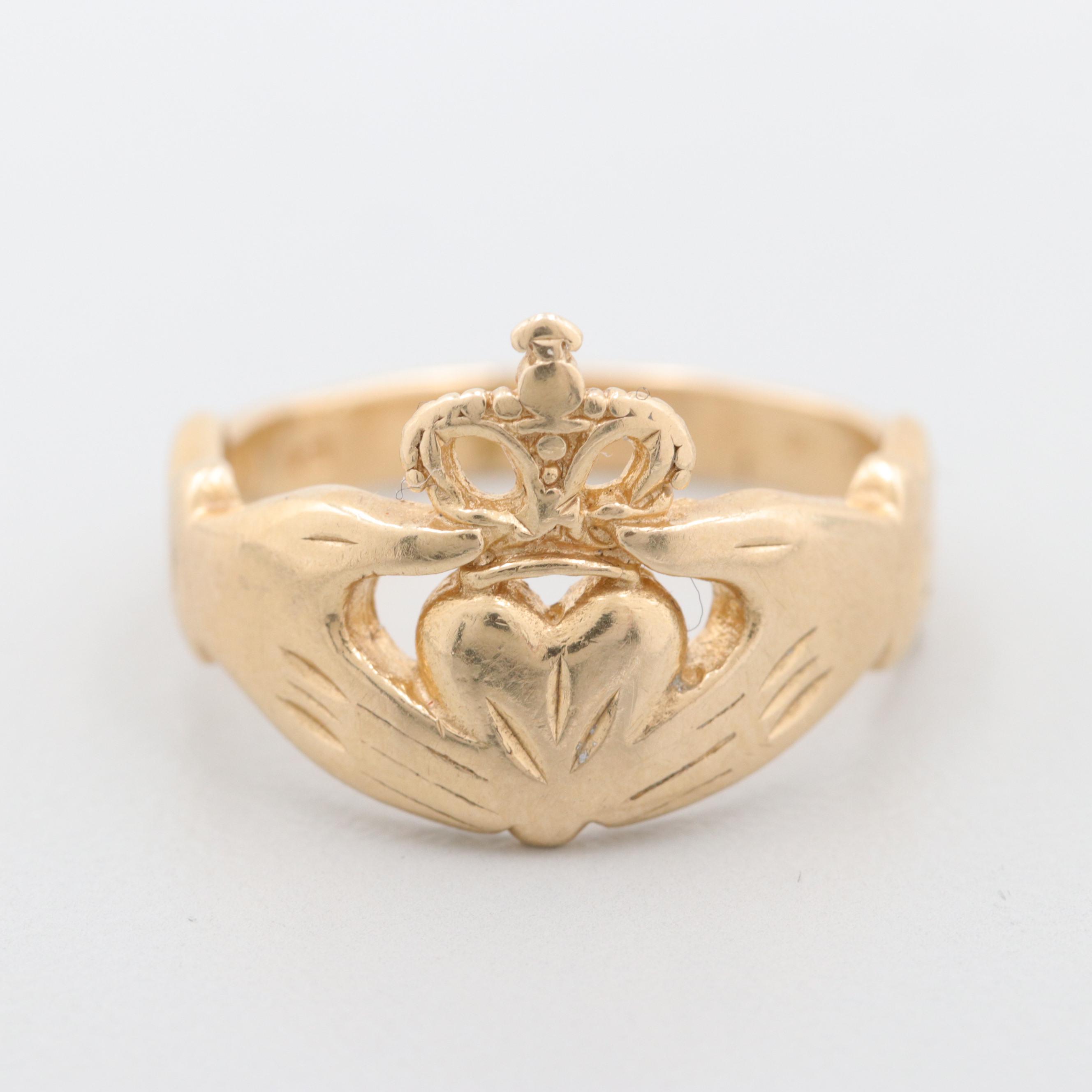 14K Yellow Gold Claddagh Ring