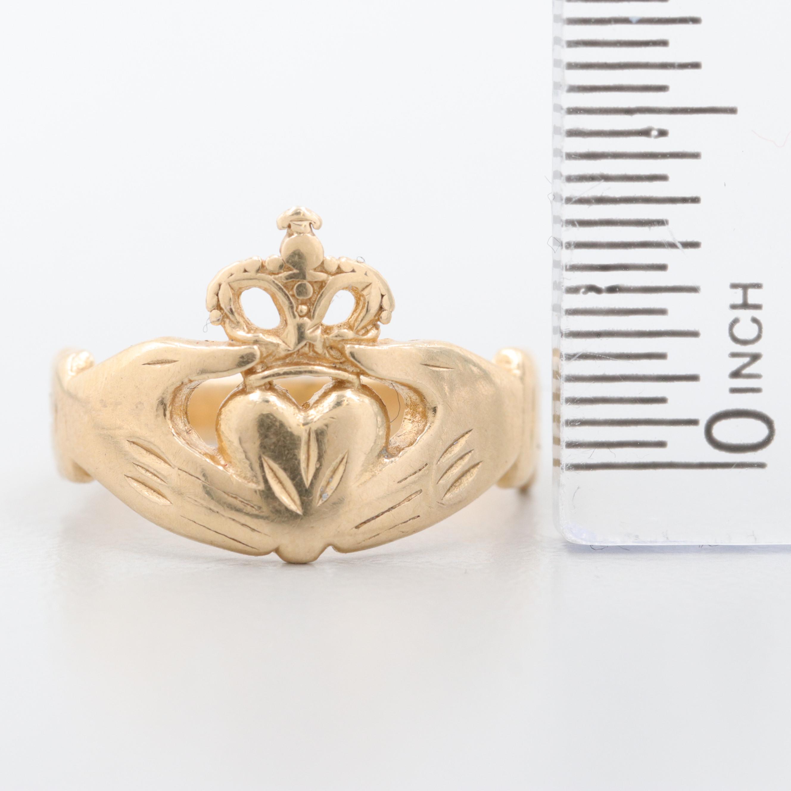 14K Yellow Gold Claddagh Ring