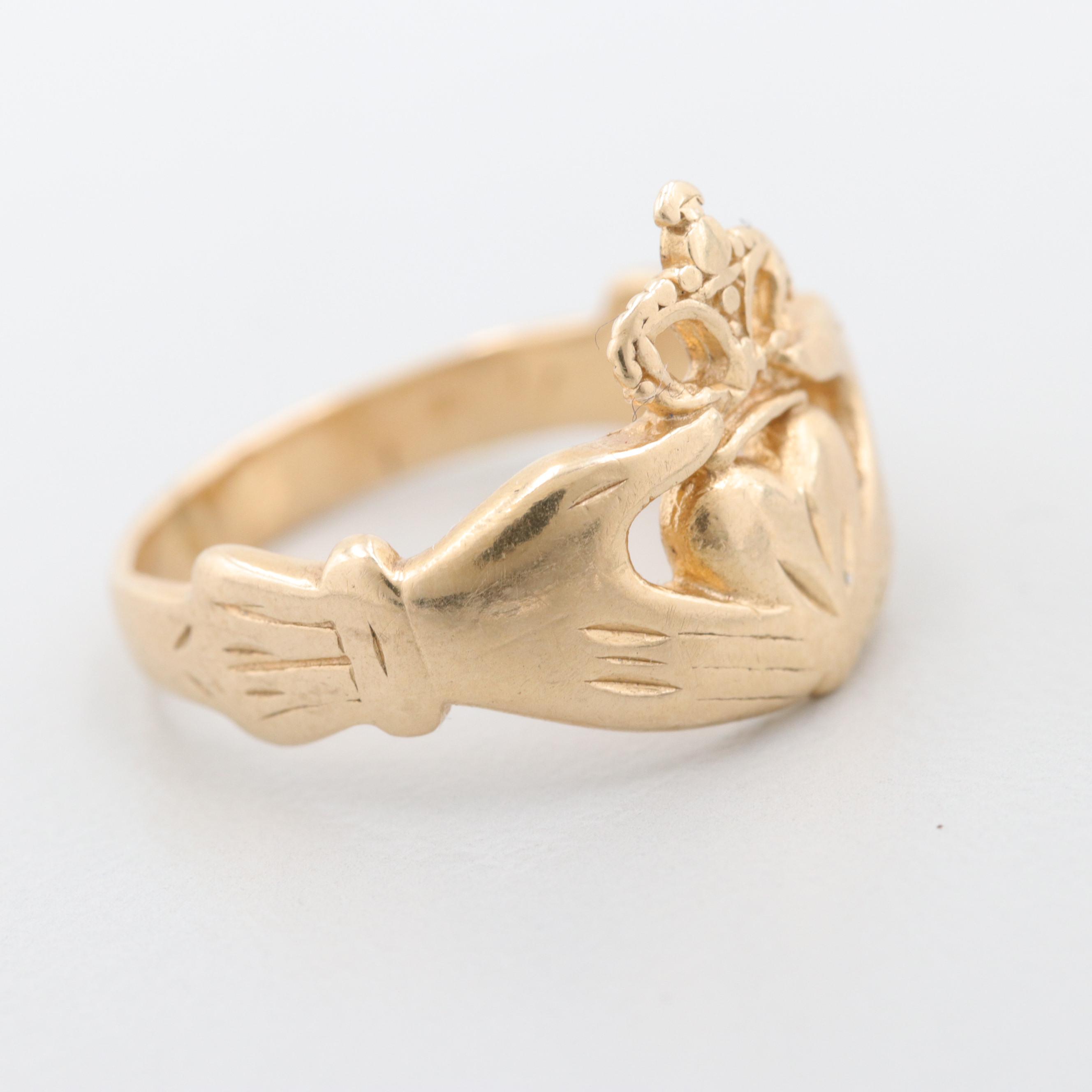 14K Yellow Gold Claddagh Ring