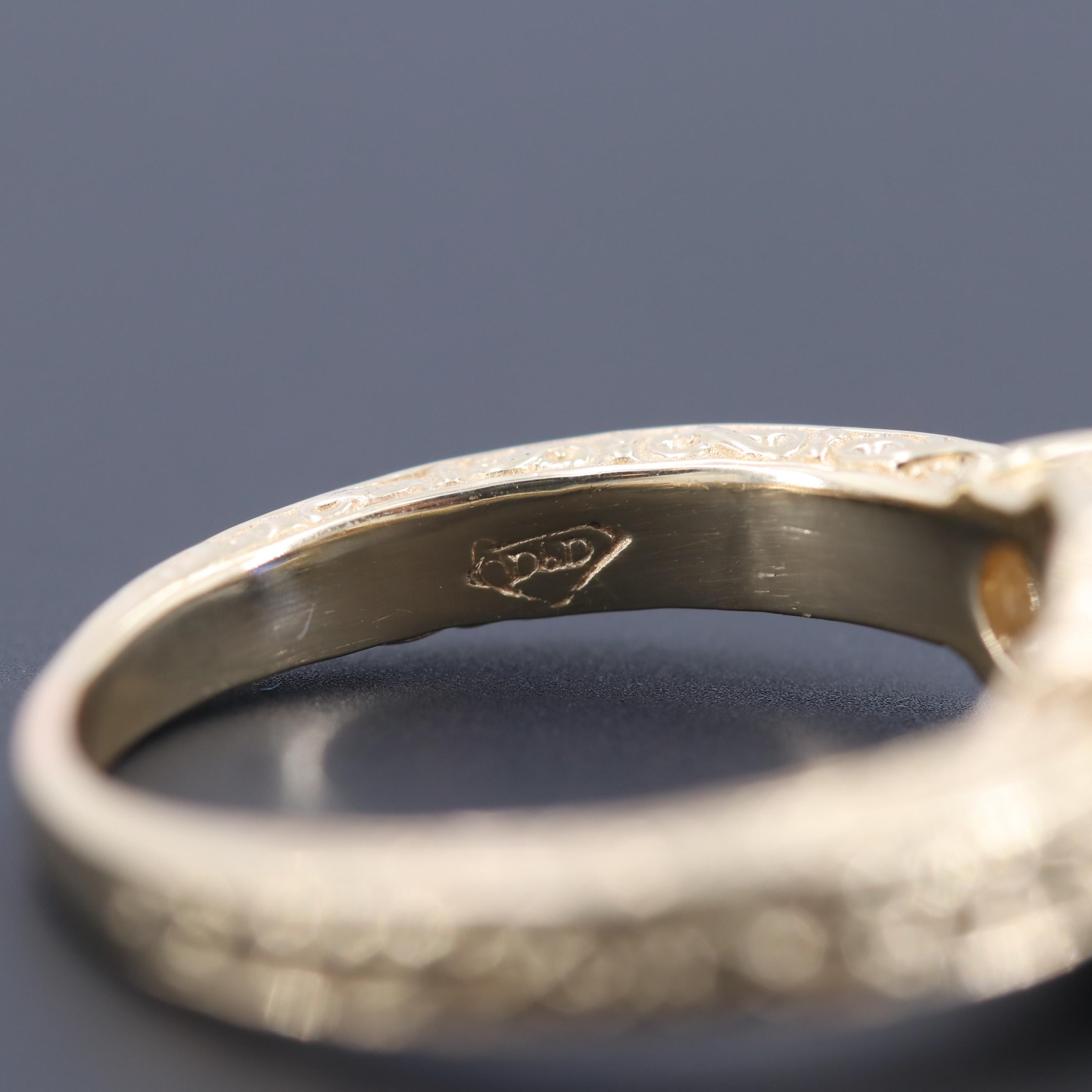 Antique Style 14K Yellow Gold Blue Sapphire and Diamond Ring