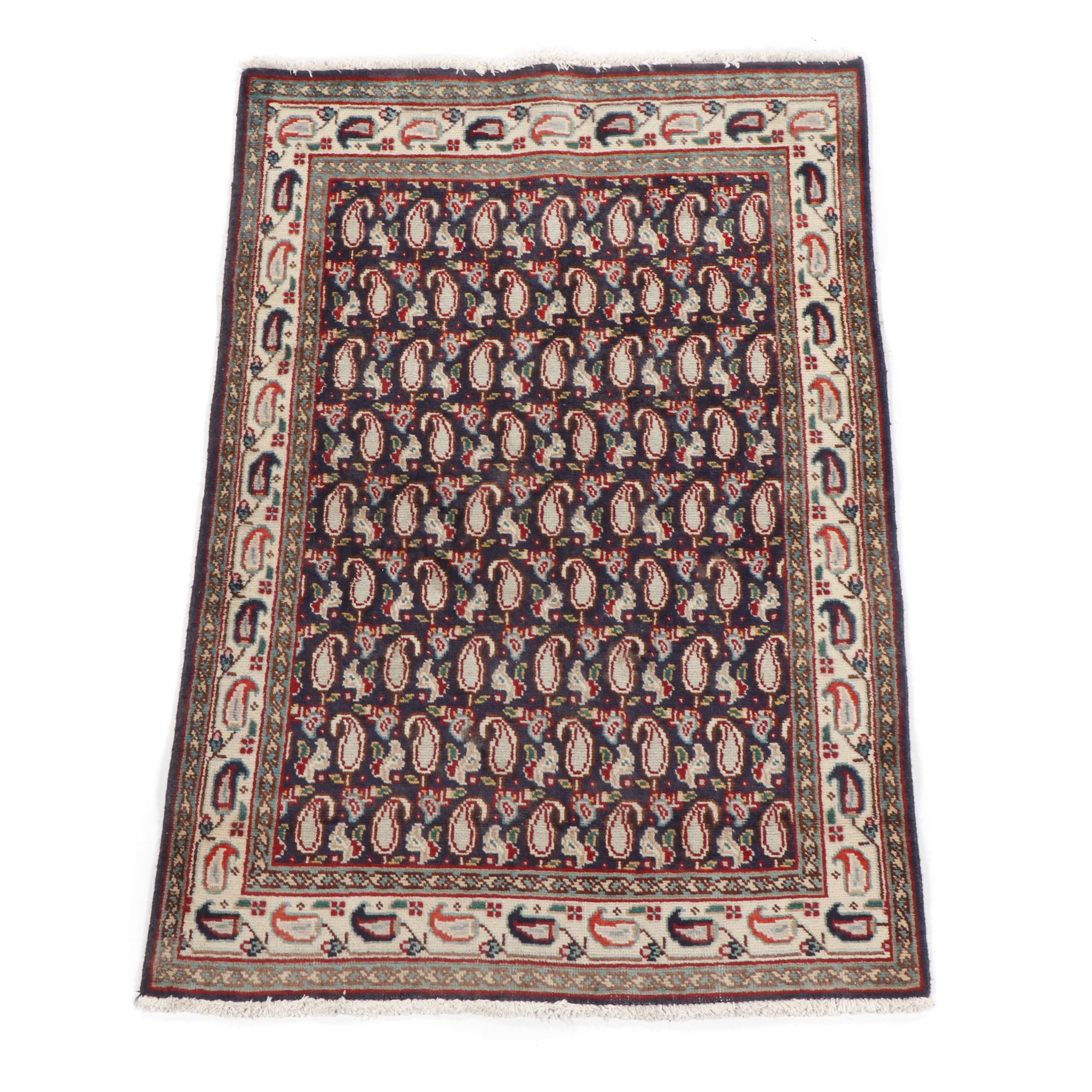 Hand-Knotted Persian Hamadan"Boteh" Wool Rug