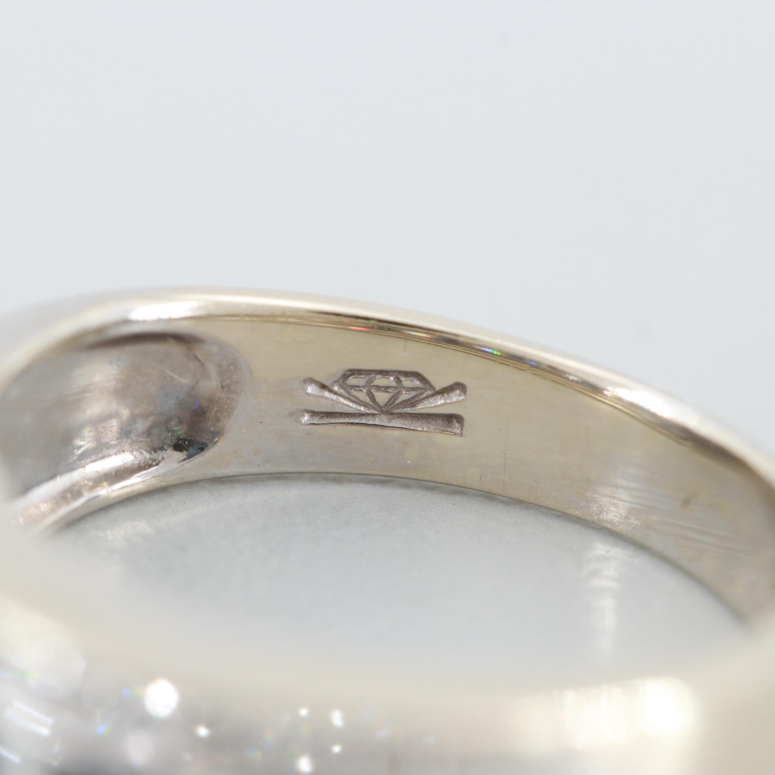 14K White Gold Blue Sapphire and Diamond Ring