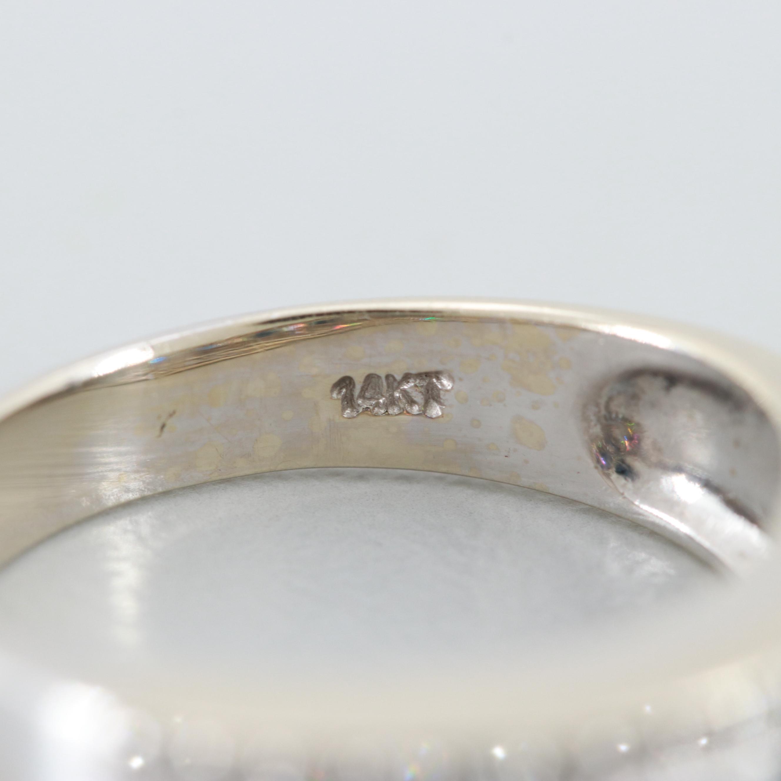 14K White Gold Blue Sapphire and Diamond Ring