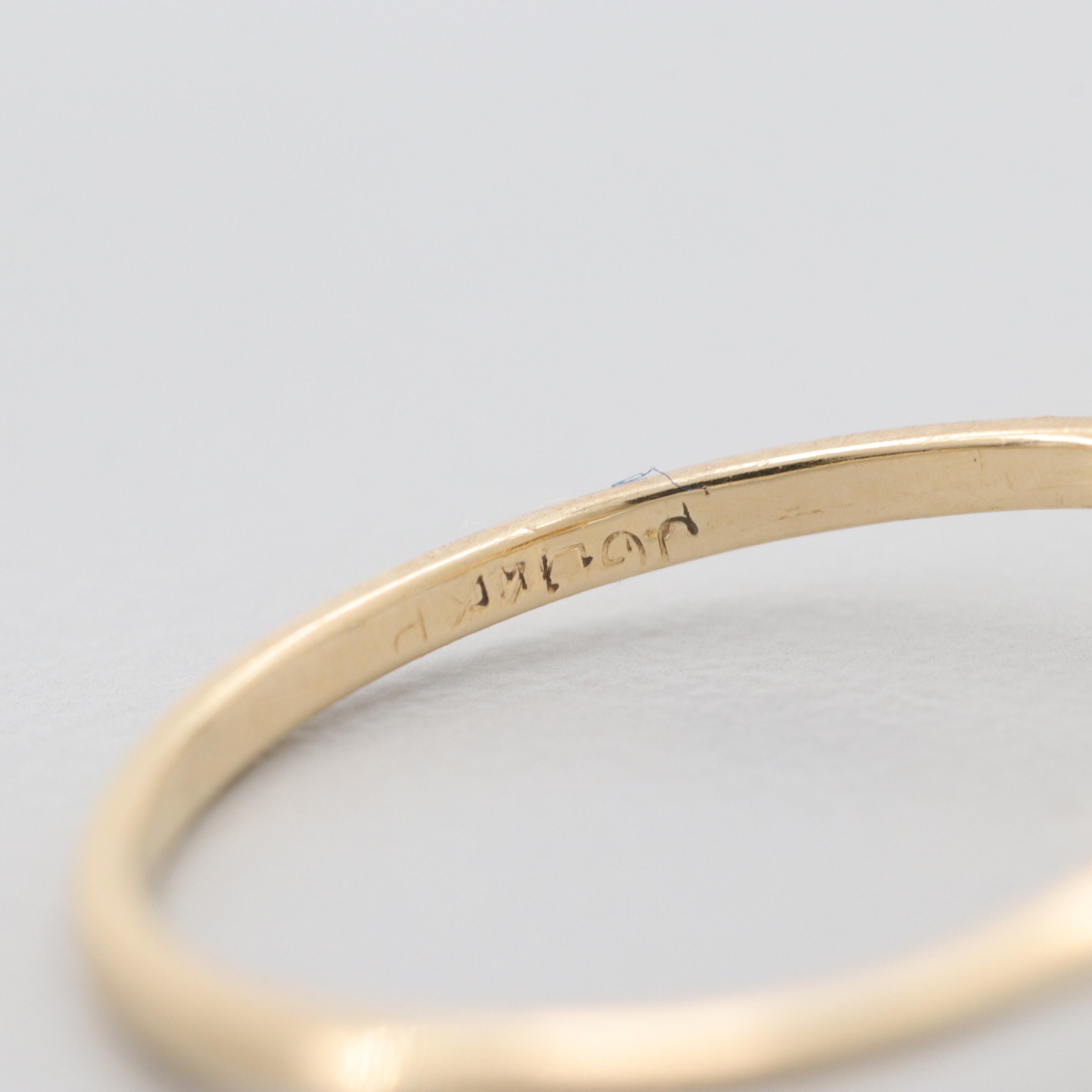 14K Yellow Gold Diamond and Blue Sapphire Ring