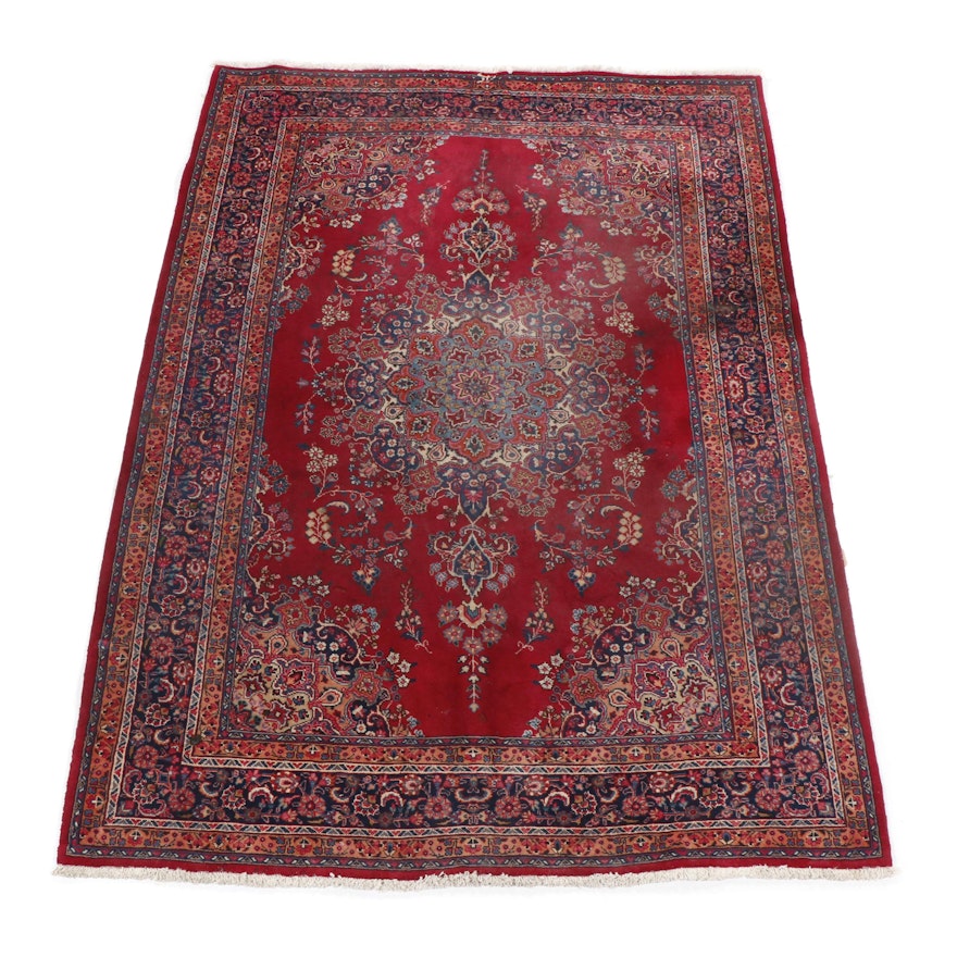 Hand-Knotted Persian Mashhad Wool Rug