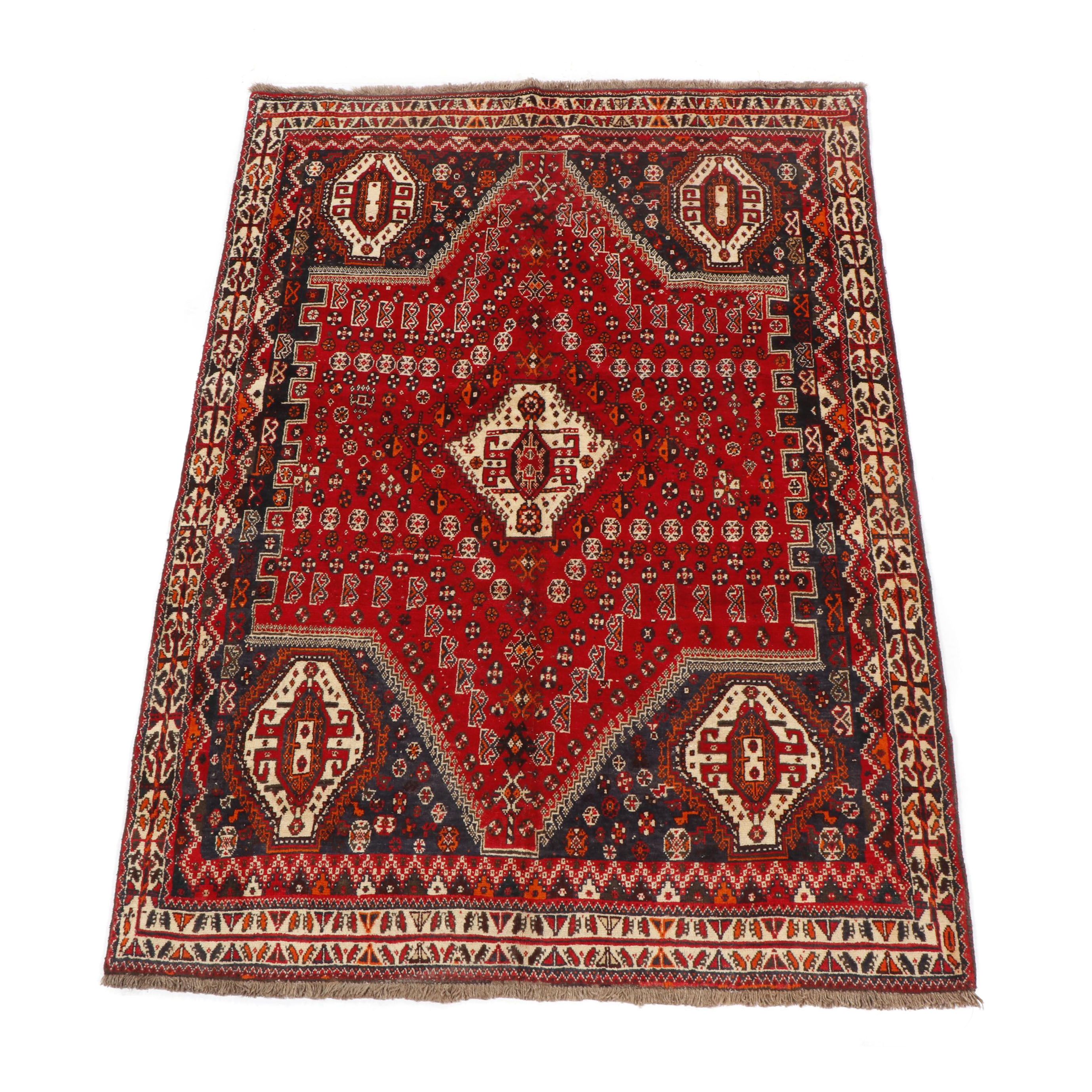Hand-Knotted Persian Qashqai Wool Rug