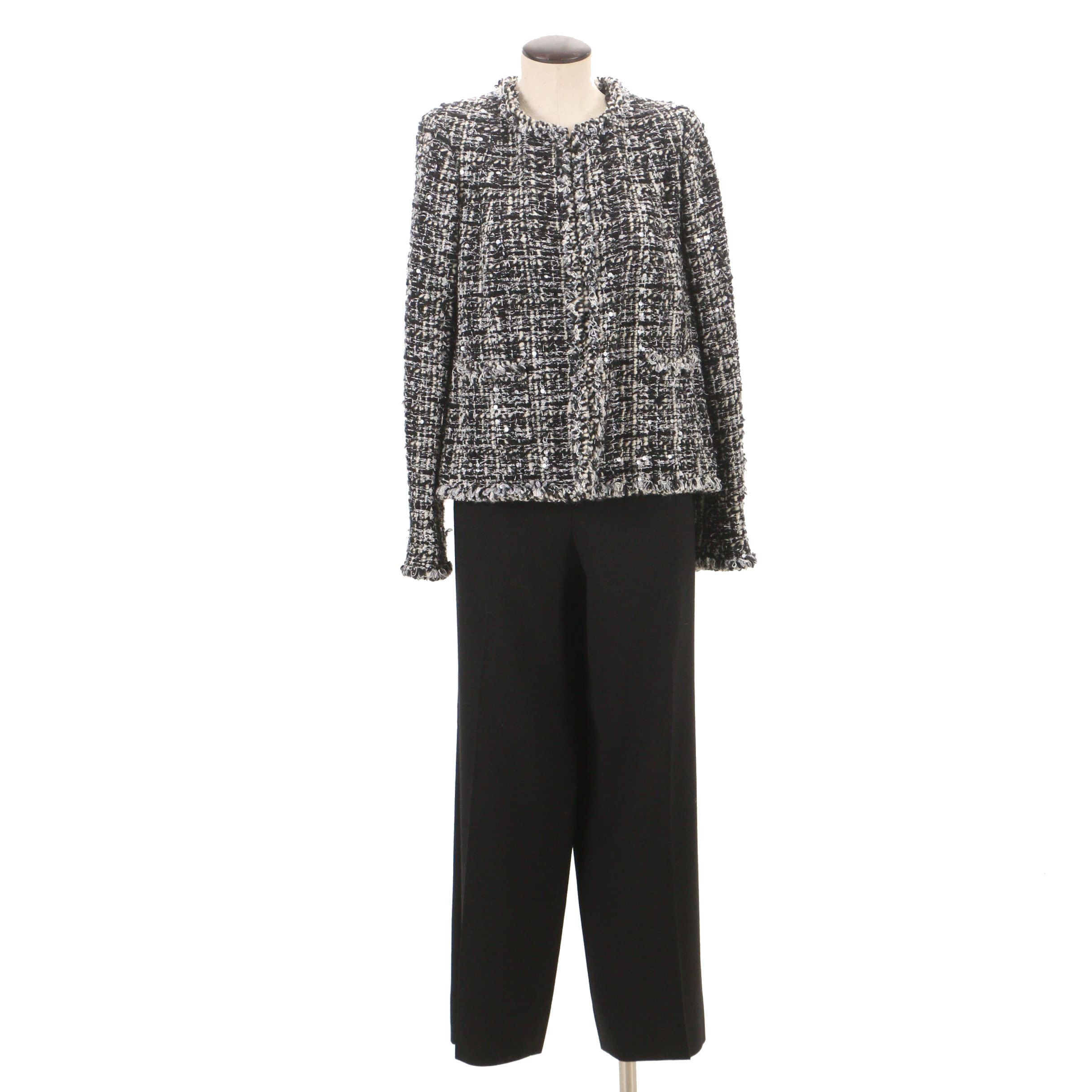 Chanel Fall/Winter 2003 Collection Sequin Accent Jacket and Wool Trousers