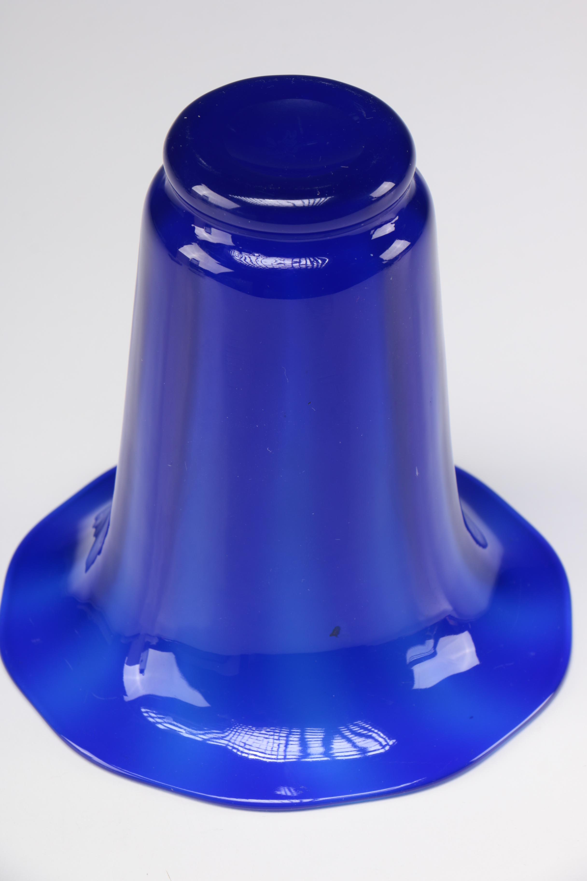 Steuben Dark Blue Jade Optic Ribbed Art Glass Vase by F. Carder, 1903-1933