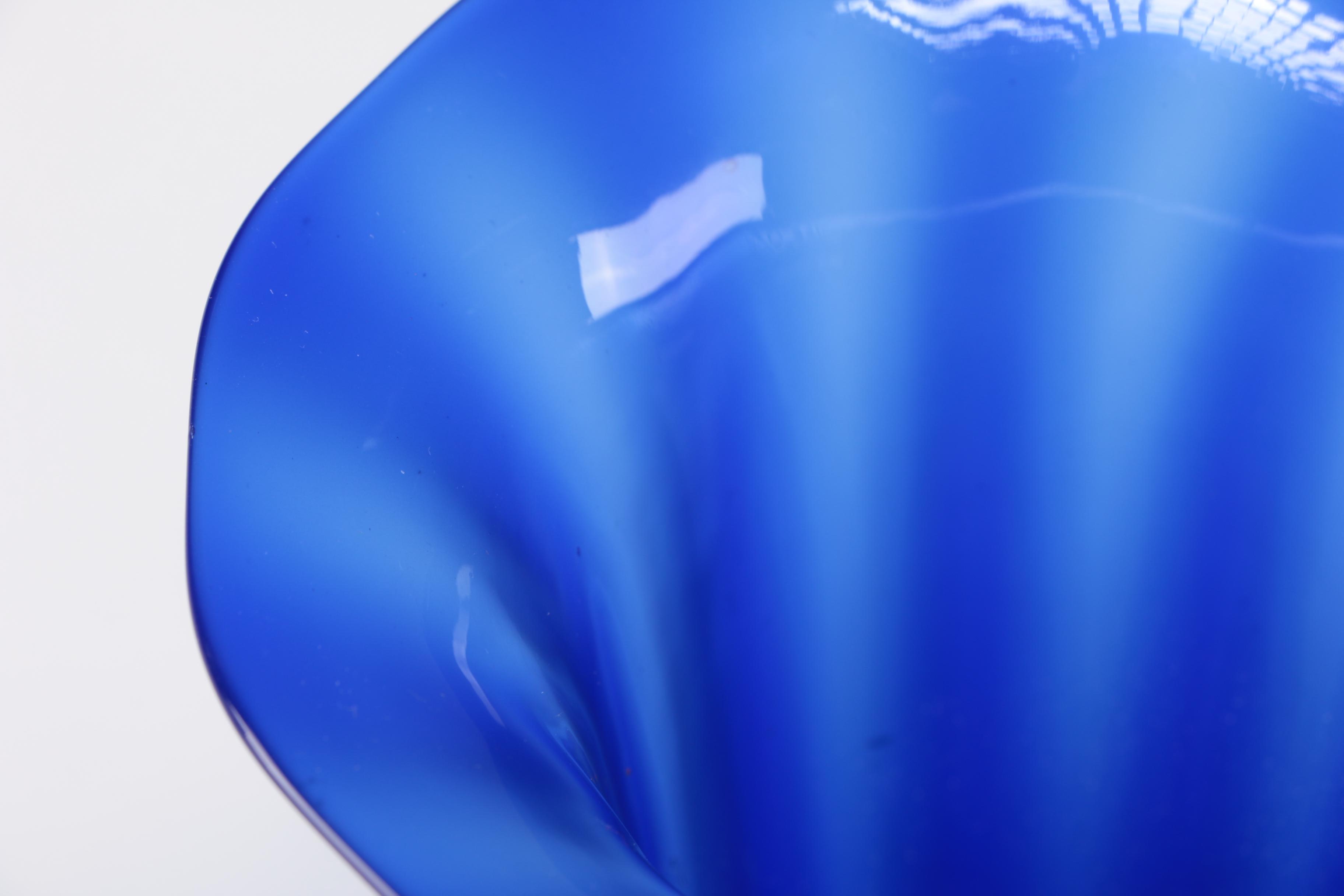 Steuben Dark Blue Jade Optic Ribbed Art Glass Vase by F. Carder, 1903-1933