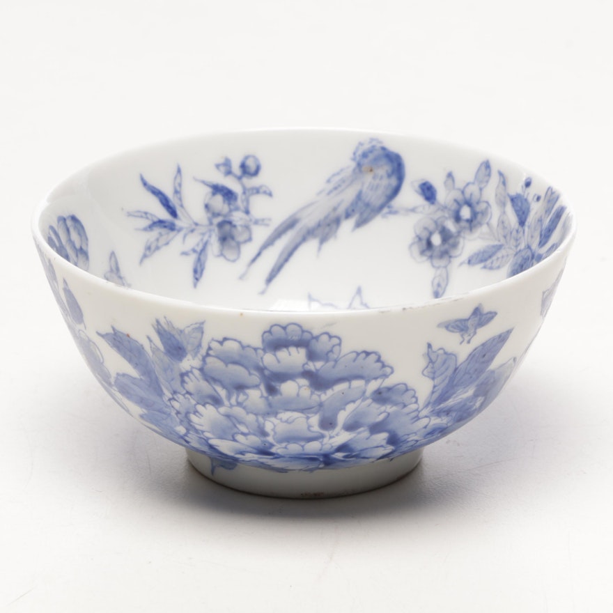 Chinese Hand Painted Blue and White Porcelain Bowl, Qing Dynasty